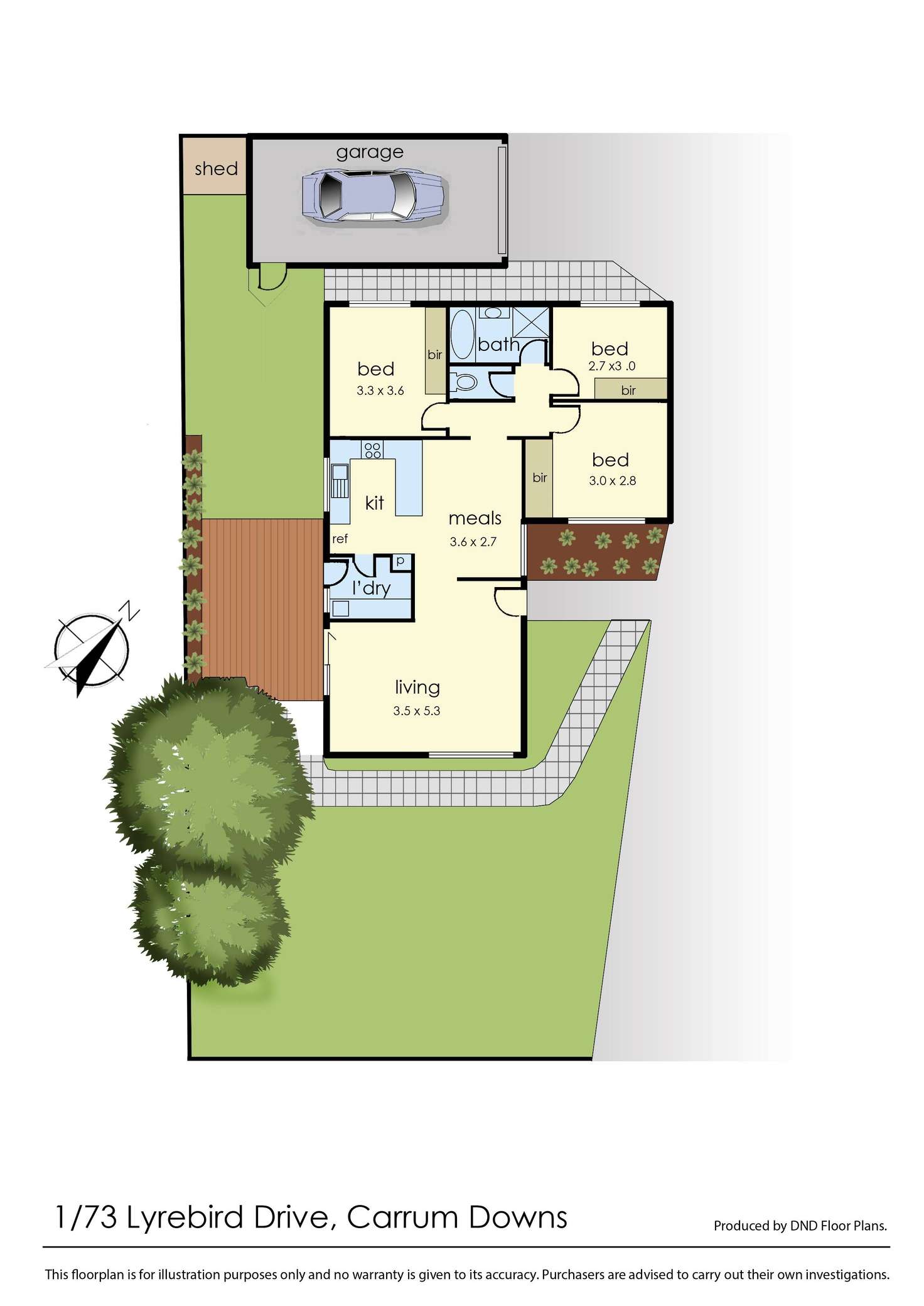 Floorplan of Homely unit listing, 1/73 Lyrebird Drive, Carrum Downs VIC 3201
