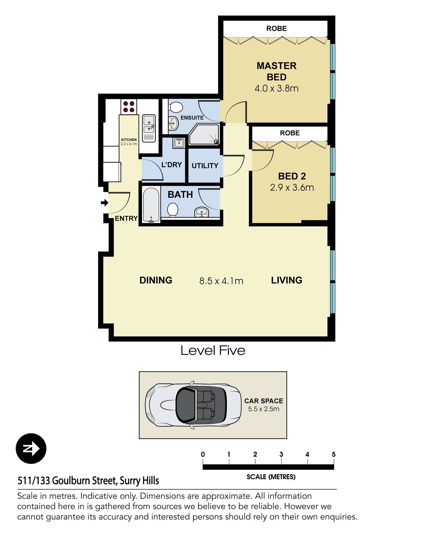 Floorplan of Homely apartment listing, 511/133 Goulburn Street, Surry Hills NSW 2010