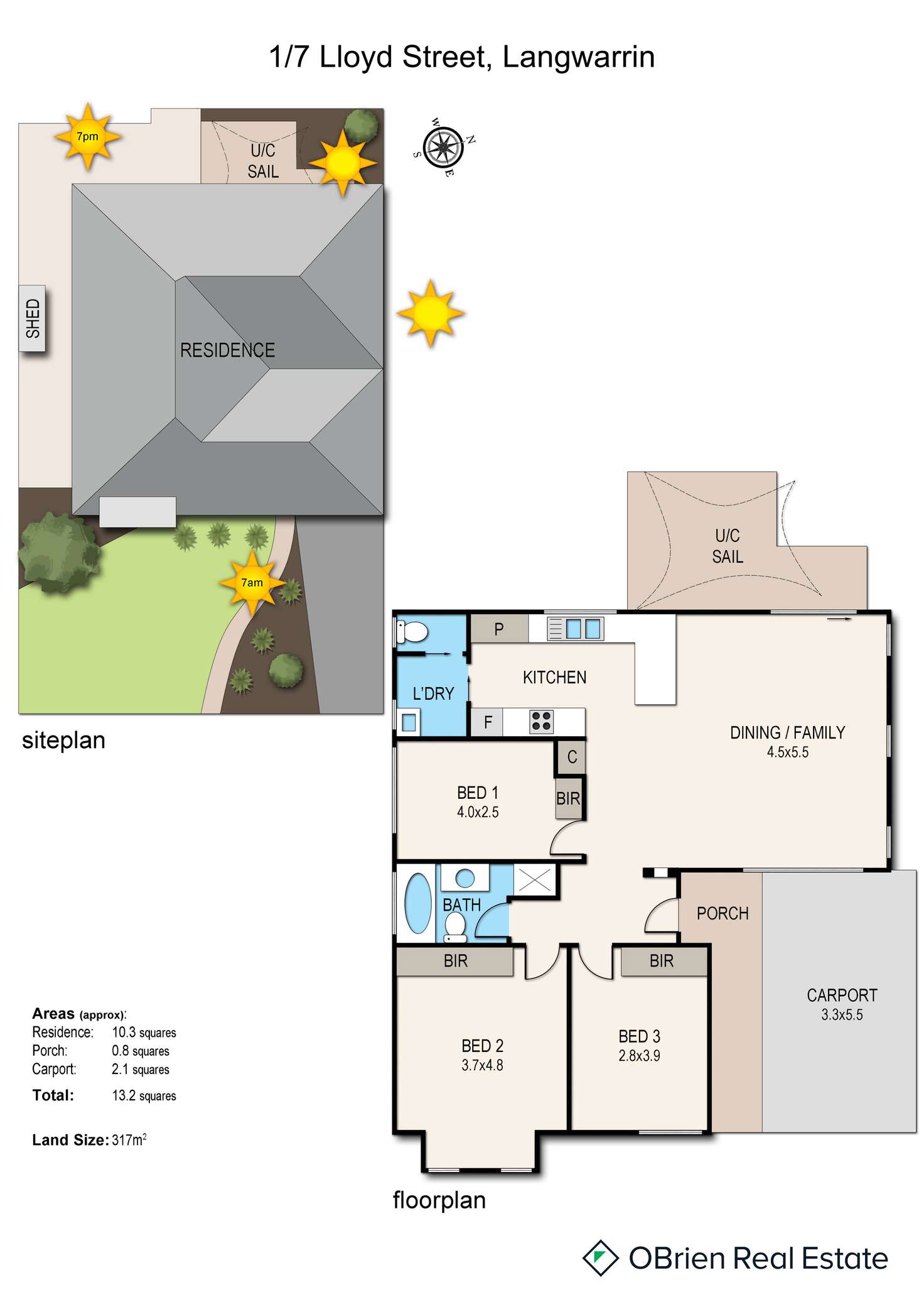 Floorplan of Homely unit listing, 1/7 Lloyd Street, Langwarrin VIC 3910