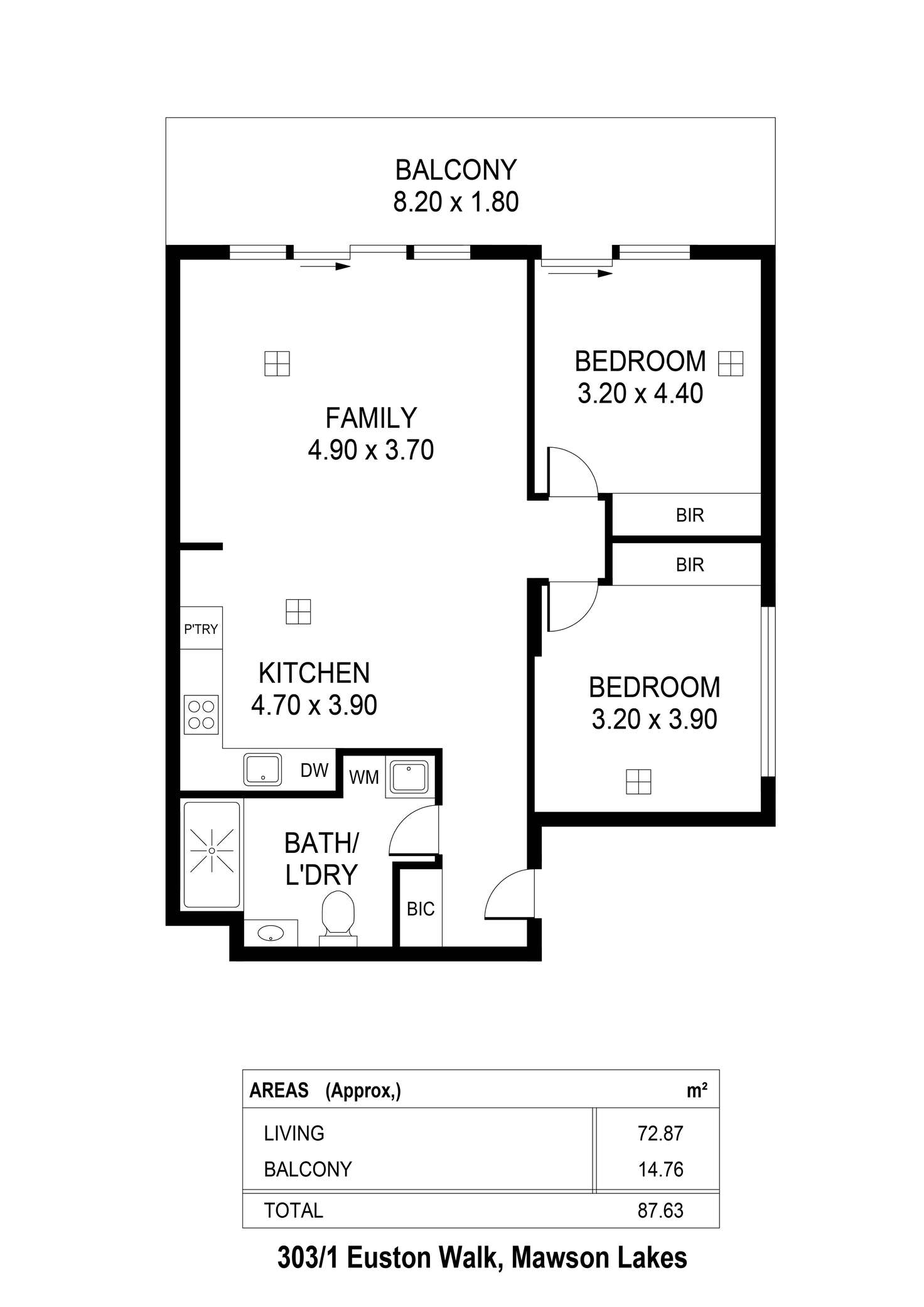 Floorplan of Homely apartment listing, 303/1 Euston Walk, Mawson Lakes SA 5095