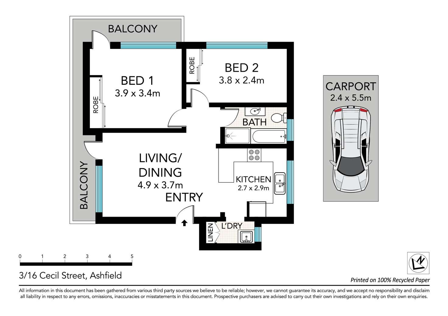 Floorplan of Homely apartment listing, 3/16 Cecil Street, Ashfield NSW 2131