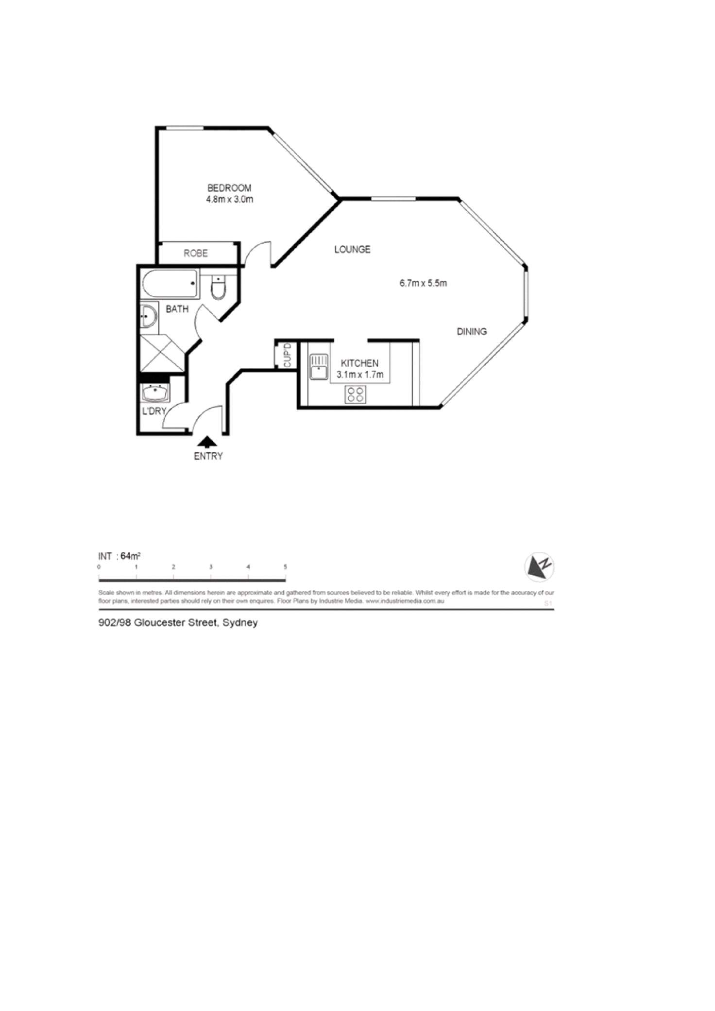 Floorplan of Homely apartment listing, 902/98 Gloucester Street, Sydney NSW 2000