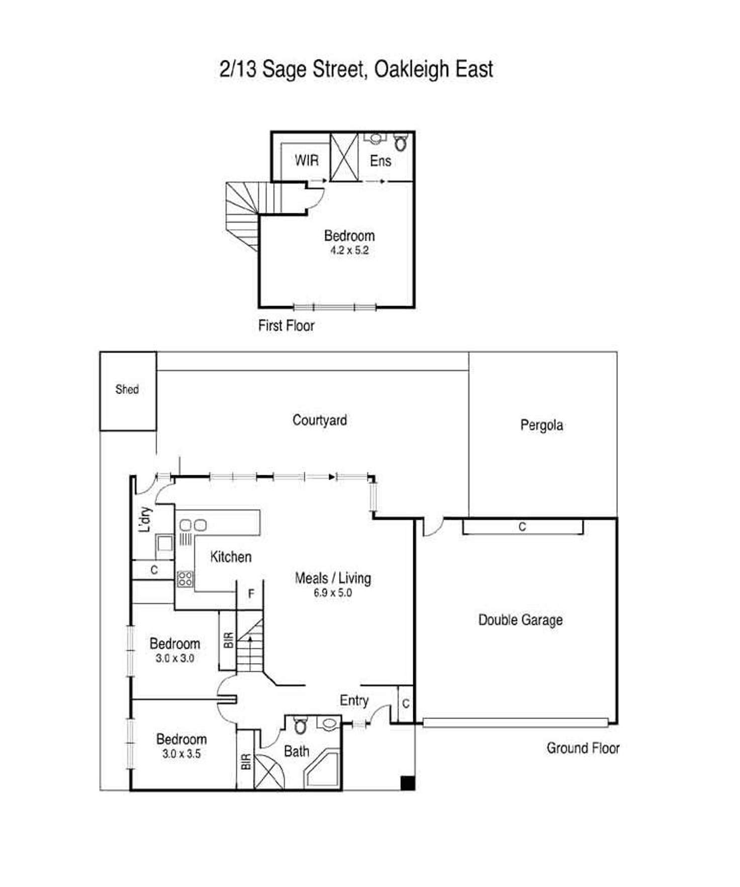 Floorplan of Homely townhouse listing, 2/13 Sage Street, Oakleigh East VIC 3166