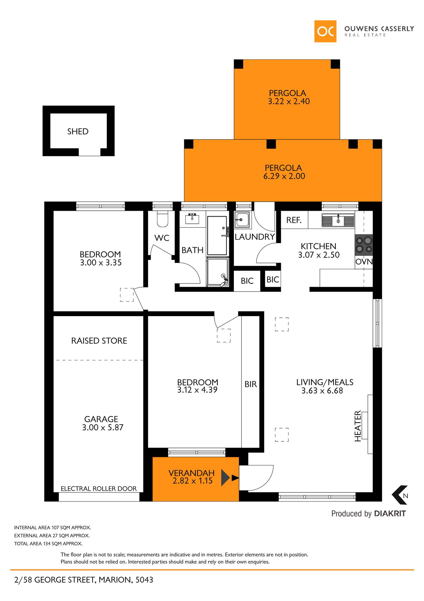 Floorplan of Homely unit listing, 2/58 George Street, Marion SA 5043