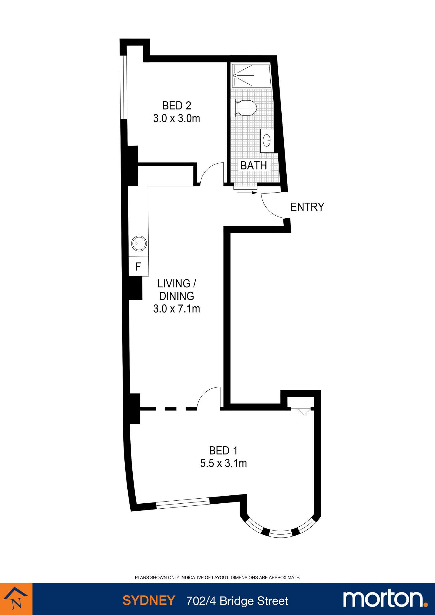 Floorplan of Homely apartment listing, 702/4 Bridge Street, Sydney NSW 2000