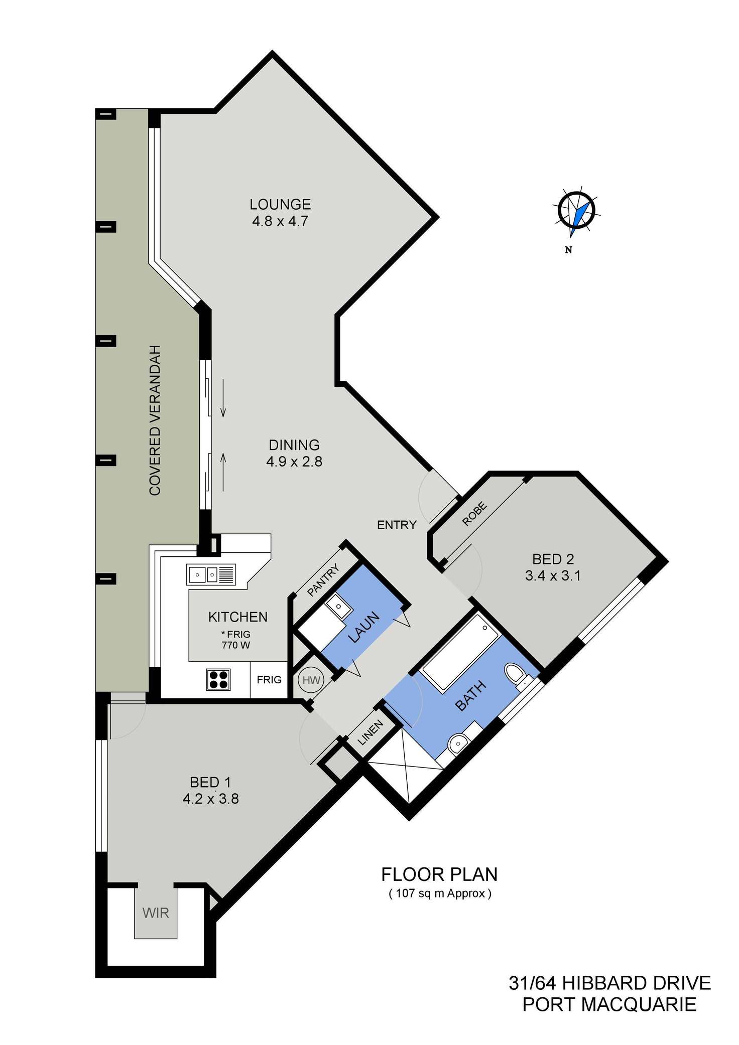 Floorplan of Homely unit listing, 31/64-68 Hibbard Drive, Port Macquarie NSW 2444