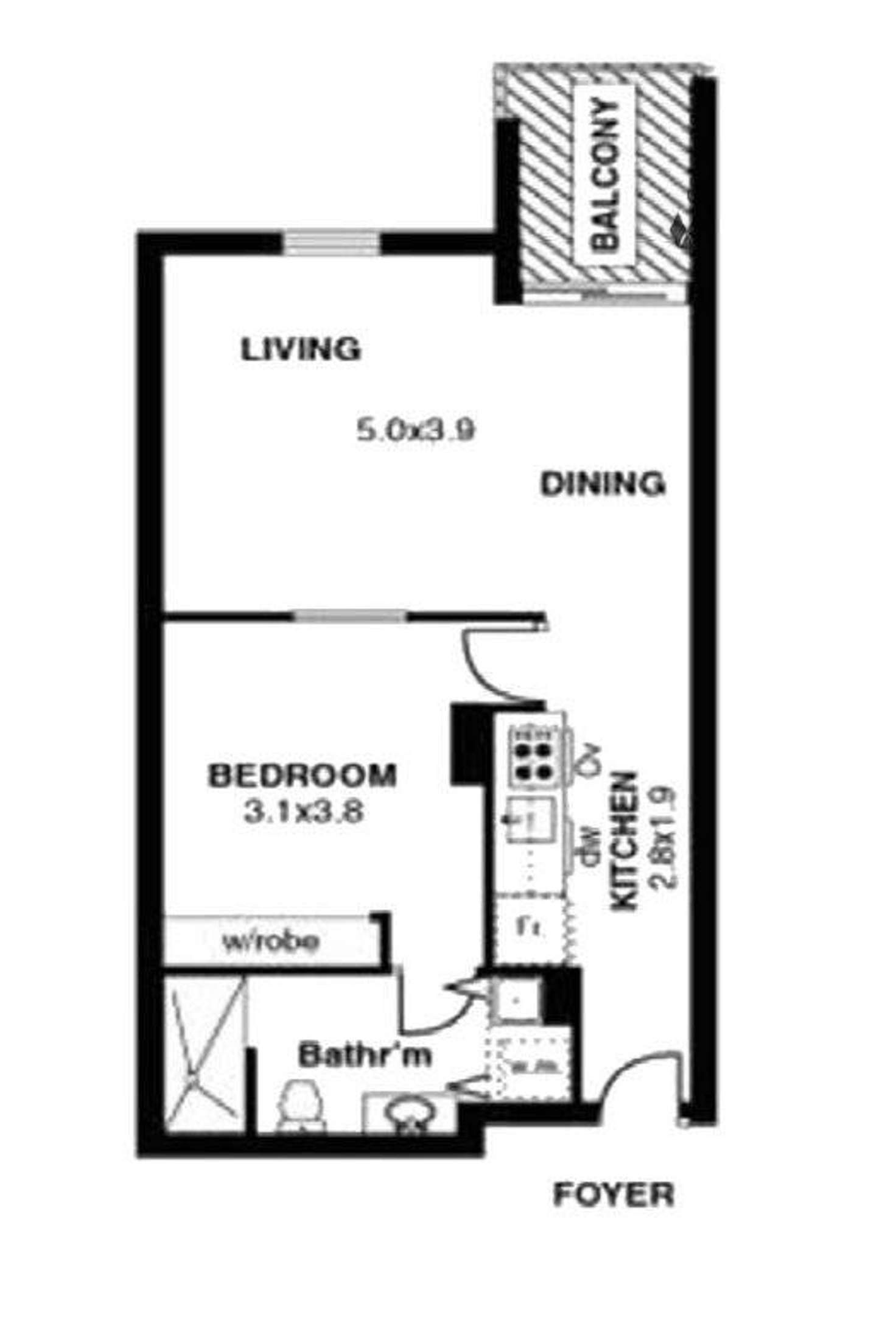 Floorplan of Homely apartment listing, 1217/96 North Terrace, Adelaide SA 5000