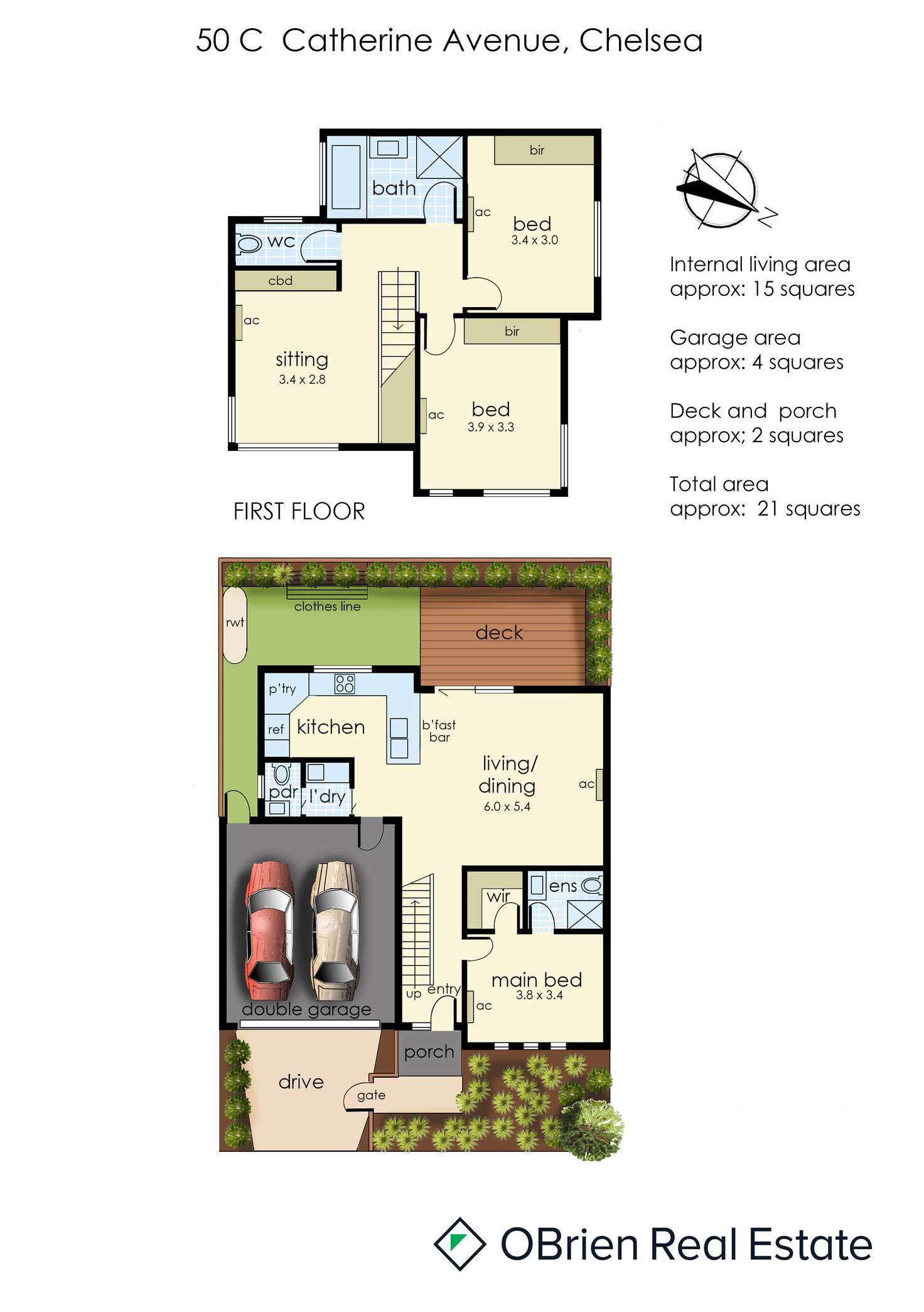 Floorplan of Homely townhouse listing, 50C Catherine Avenue, Chelsea VIC 3196