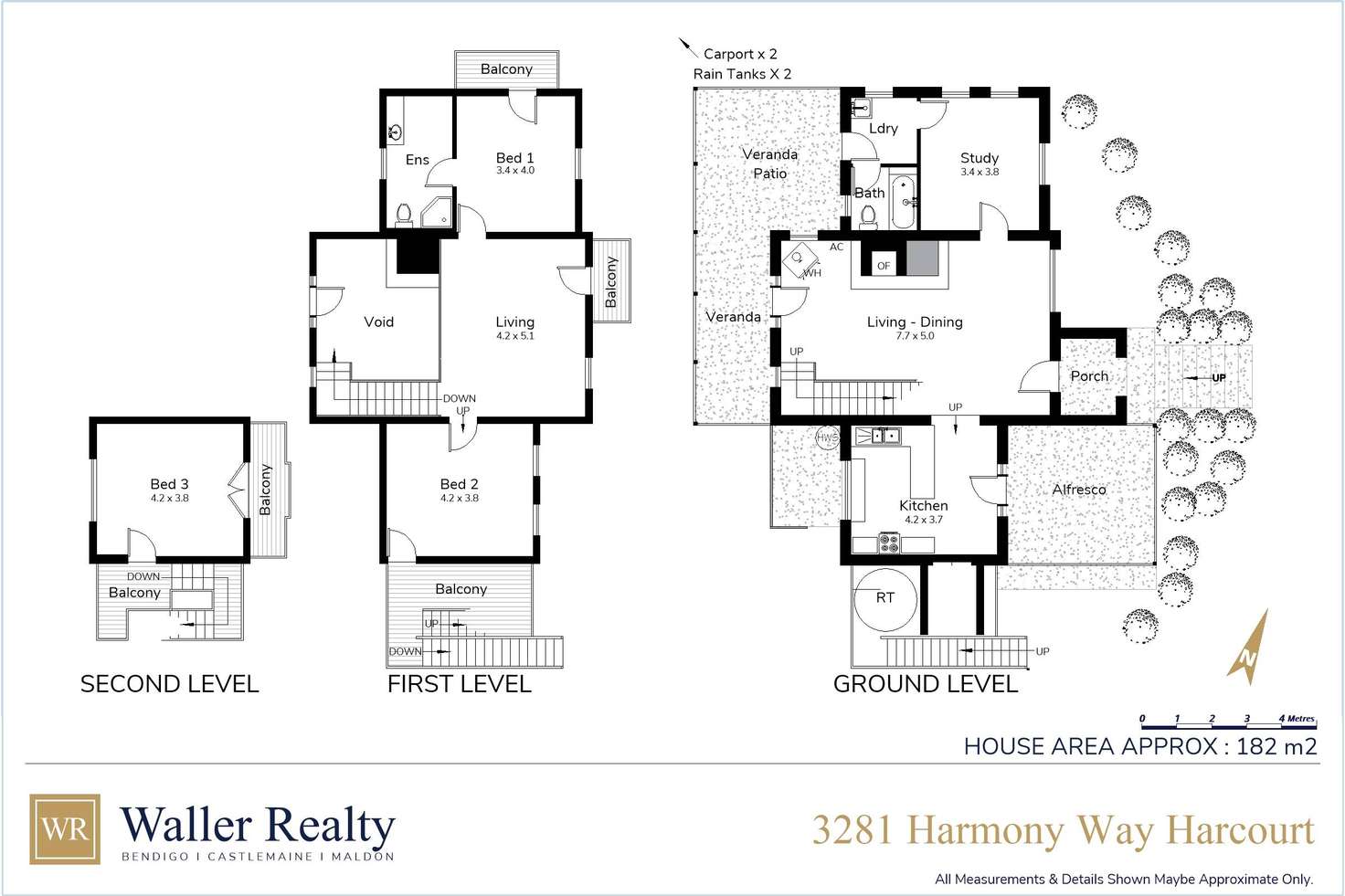 Floorplan of Homely acreageSemiRural listing, 3281 Harmony Way, Harcourt VIC 3453