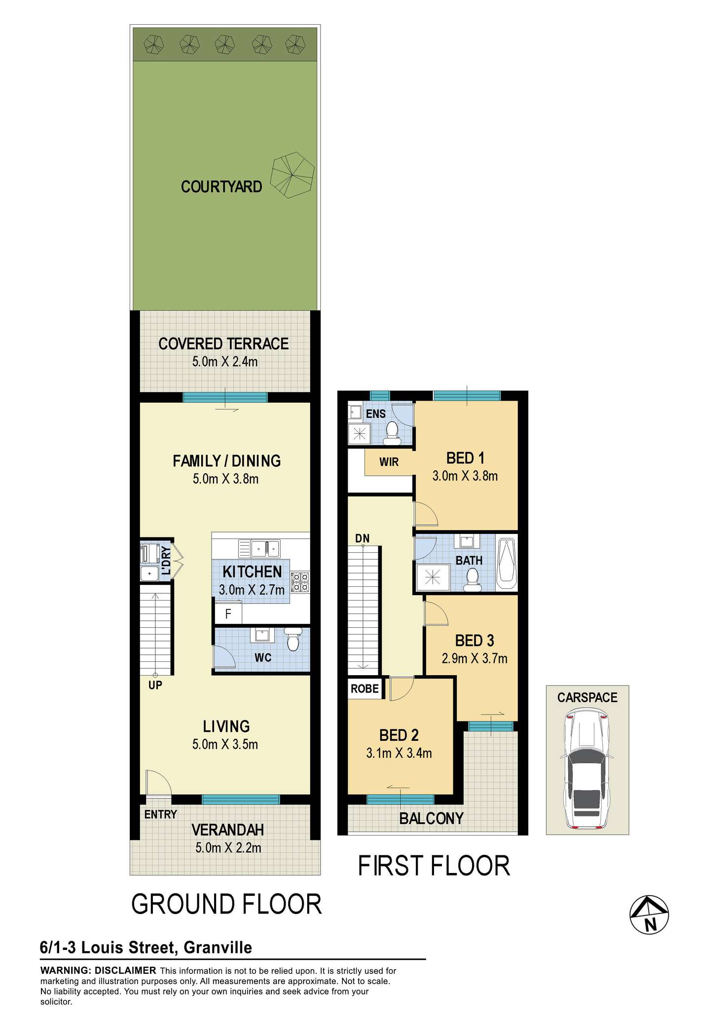 Floorplan of Homely townhouse listing, 6/1-3 Louis Street, Granville NSW 2142