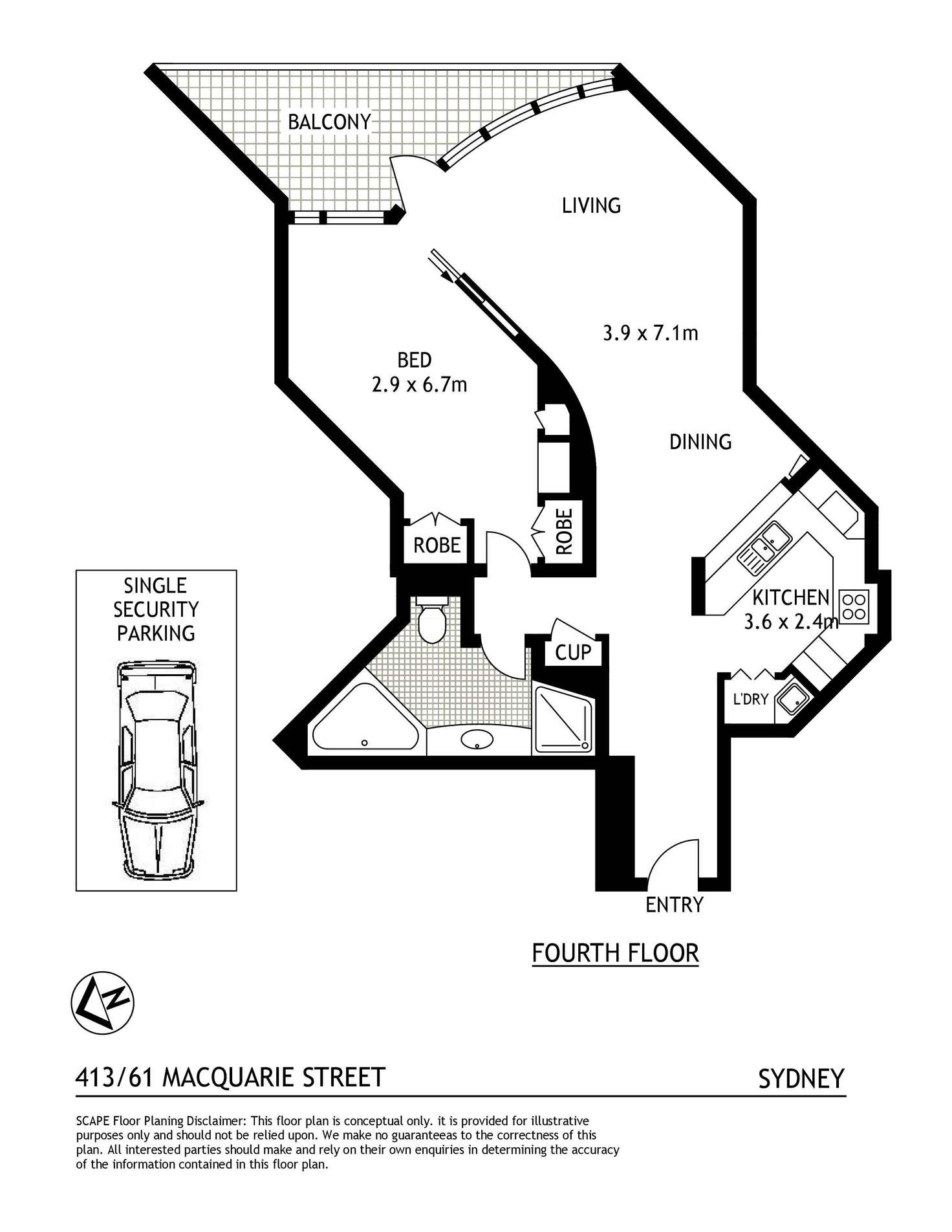 Floorplan of Homely apartment listing, 413/61 Macquarie Street, Sydney NSW 2000