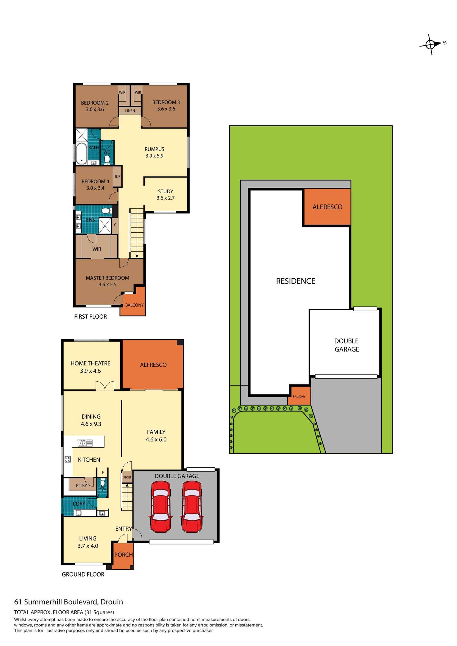 Floorplan of Homely house listing, 61 Summerhill Boulevard, Drouin VIC 3818