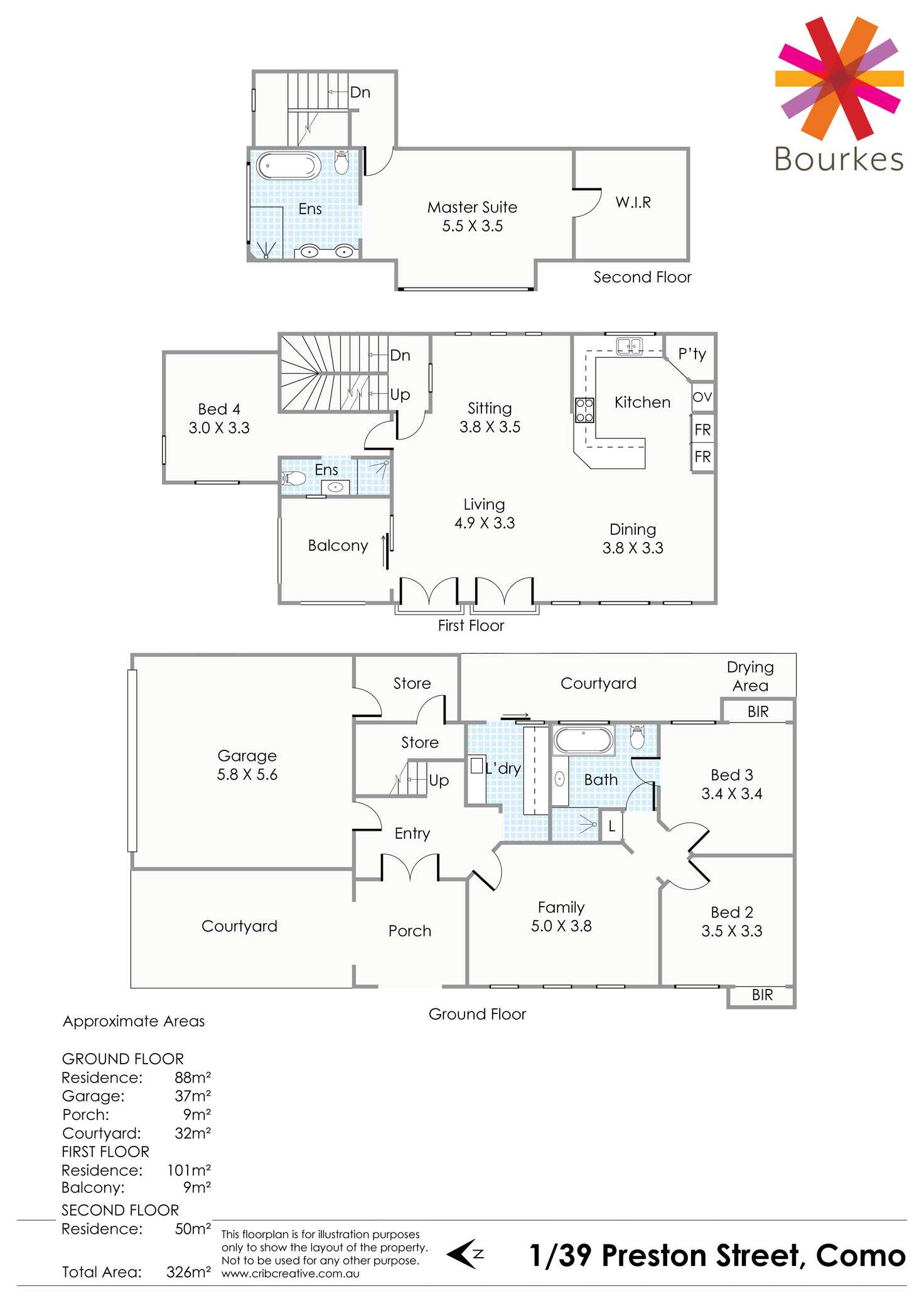 Floorplan of Homely townhouse listing, 1/39 Preston Street, Como WA 6152