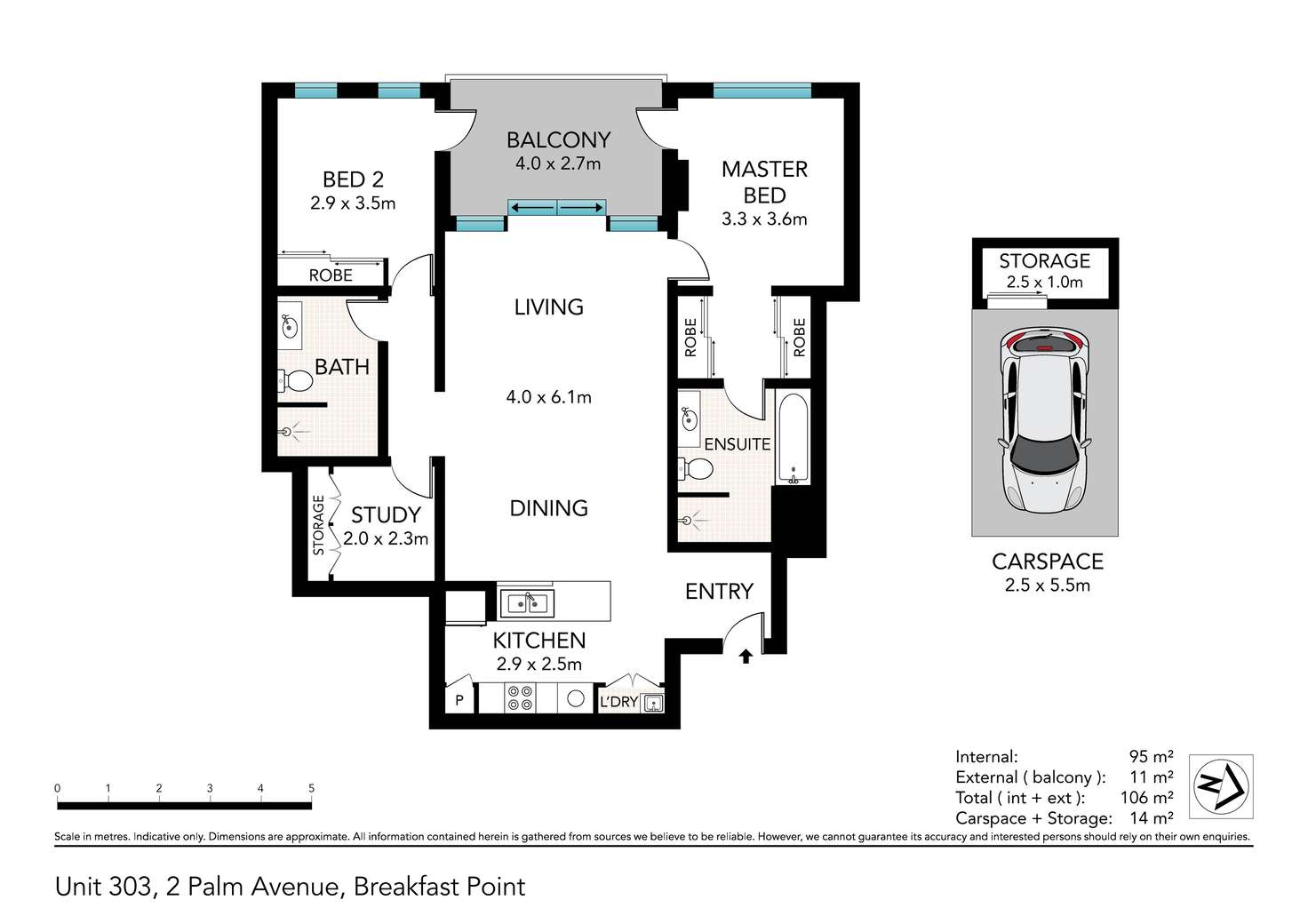 Floorplan of Homely apartment listing, 303/2 Palm Avenue, Breakfast Point NSW 2137