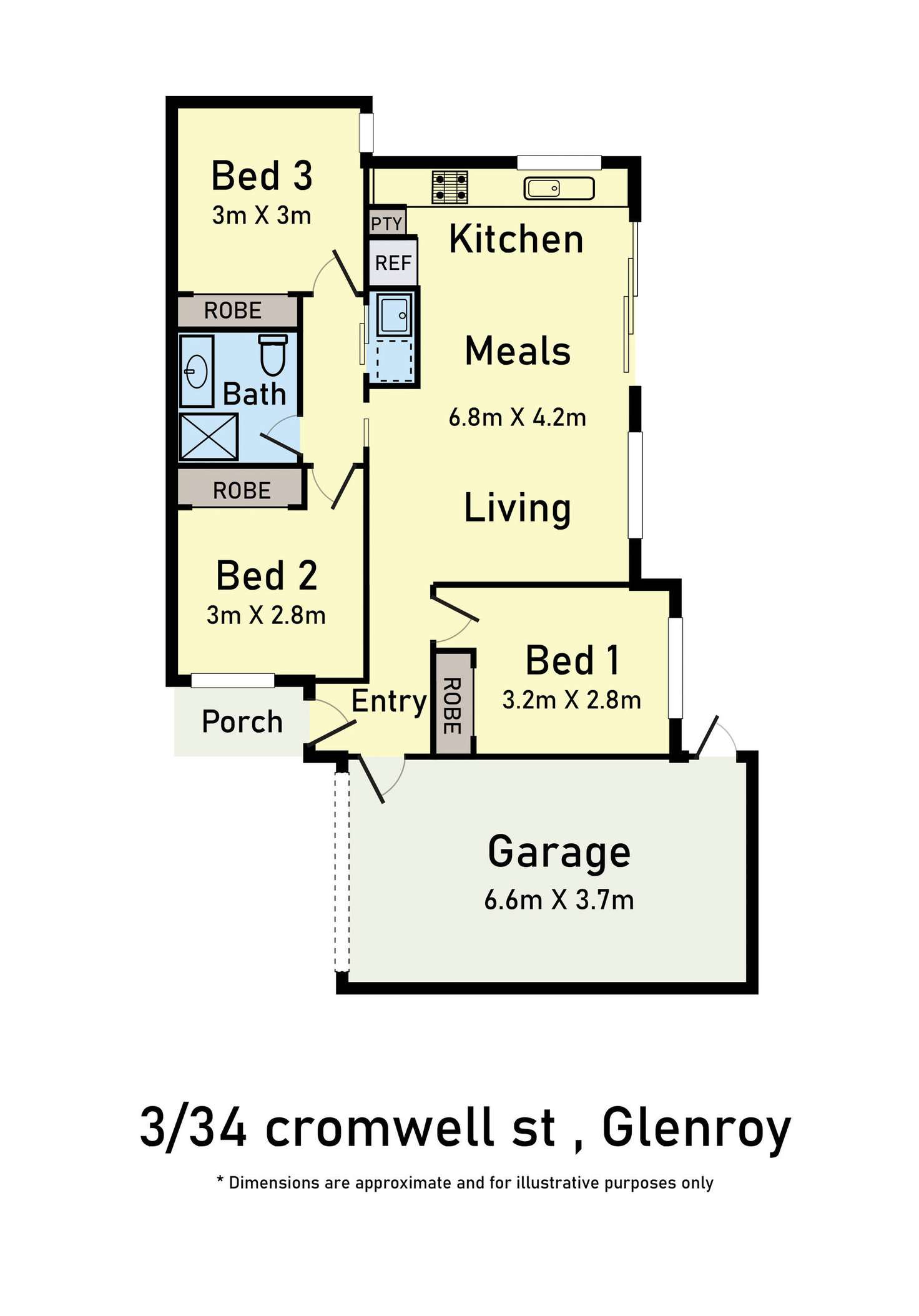 Floorplan of Homely unit listing, 3/34 Cromwell Street, Glenroy VIC 3046