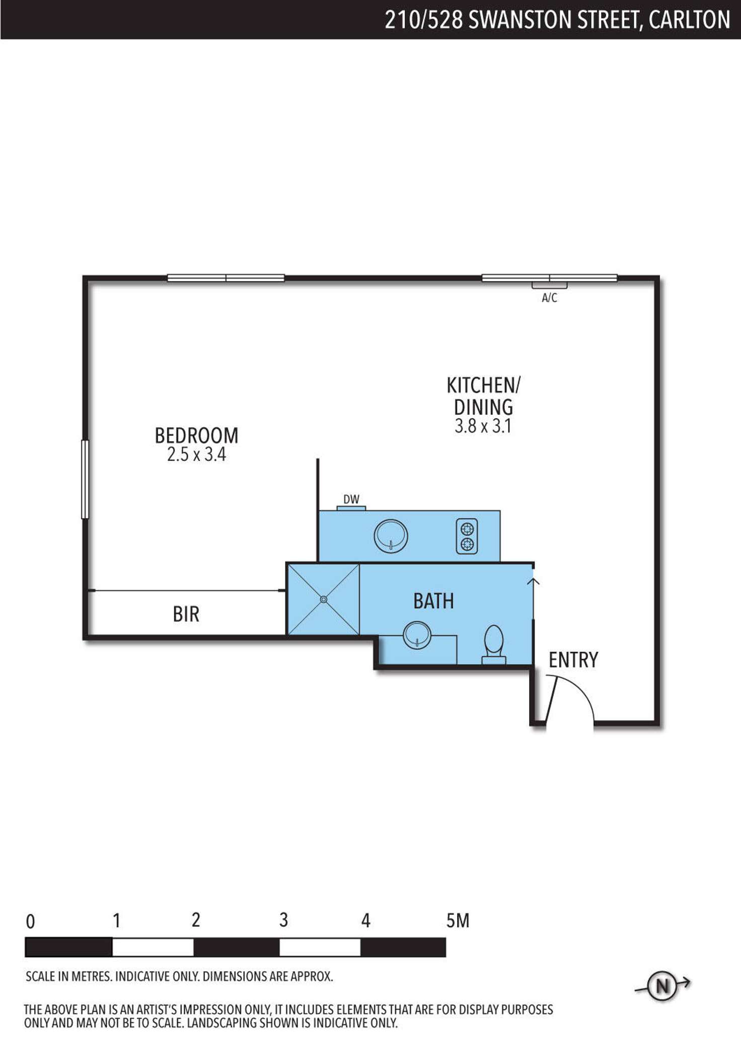 Floorplan of Homely studio listing, 210/528 Swanston Street, Carlton VIC 3053