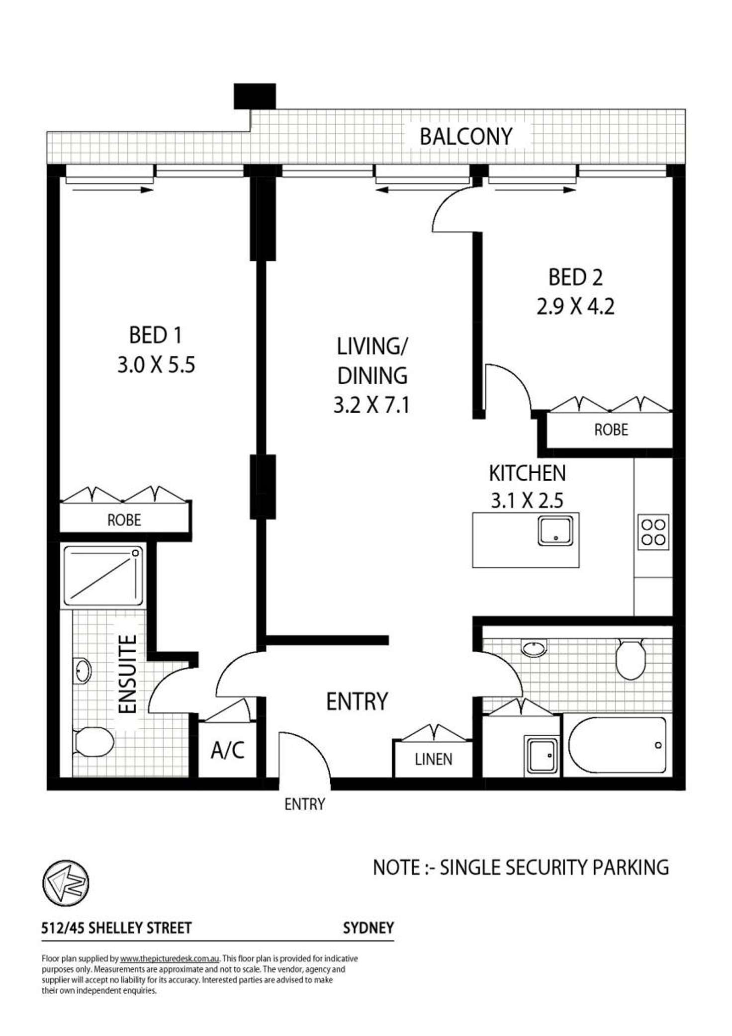 Floorplan of Homely apartment listing, 512/45 Shelley Street, Sydney NSW 2000