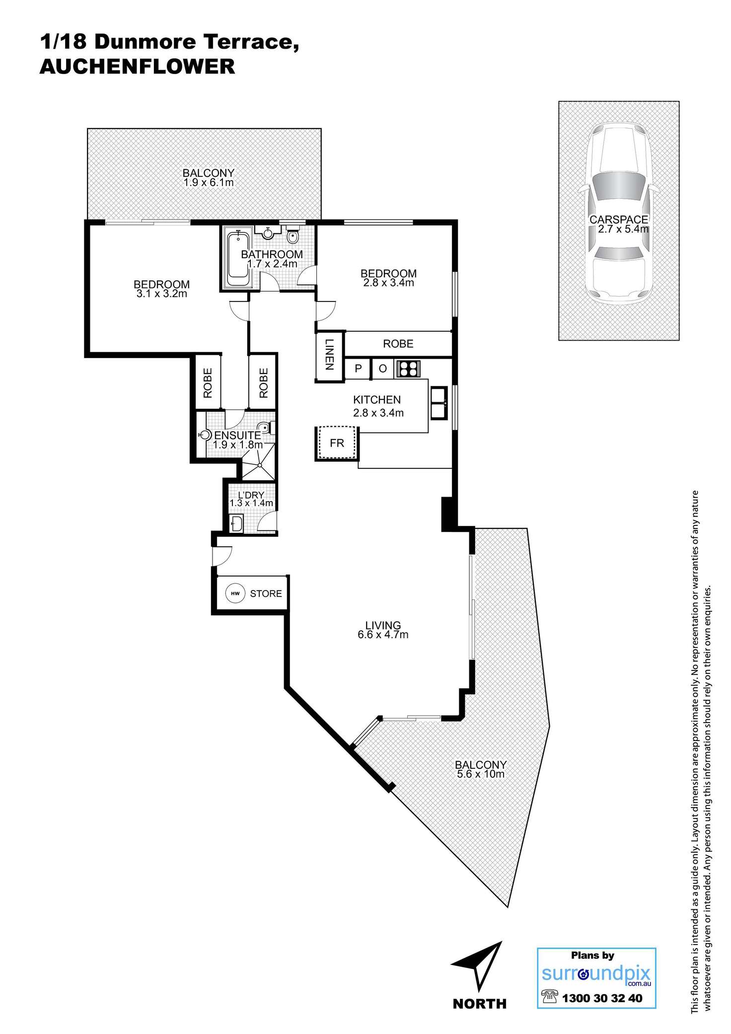 Floorplan of Homely unit listing, 1/18 Dunmore Terrace, Auchenflower QLD 4066