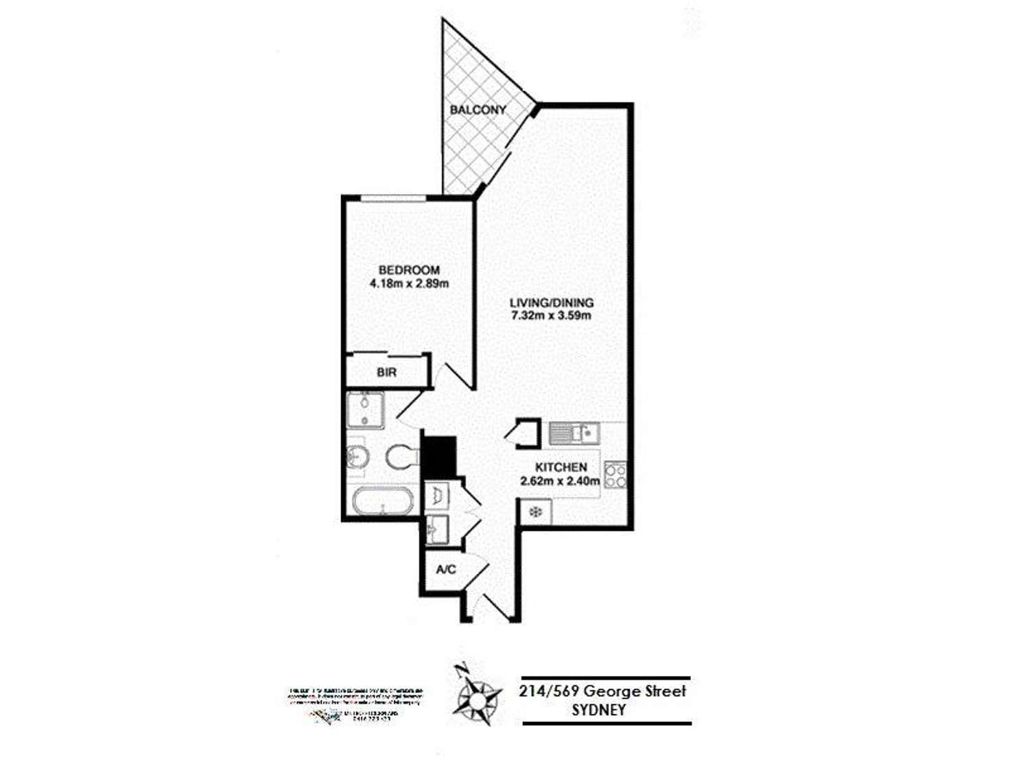 Floorplan of Homely apartment listing, 222/569 George Street, Sydney NSW 2000