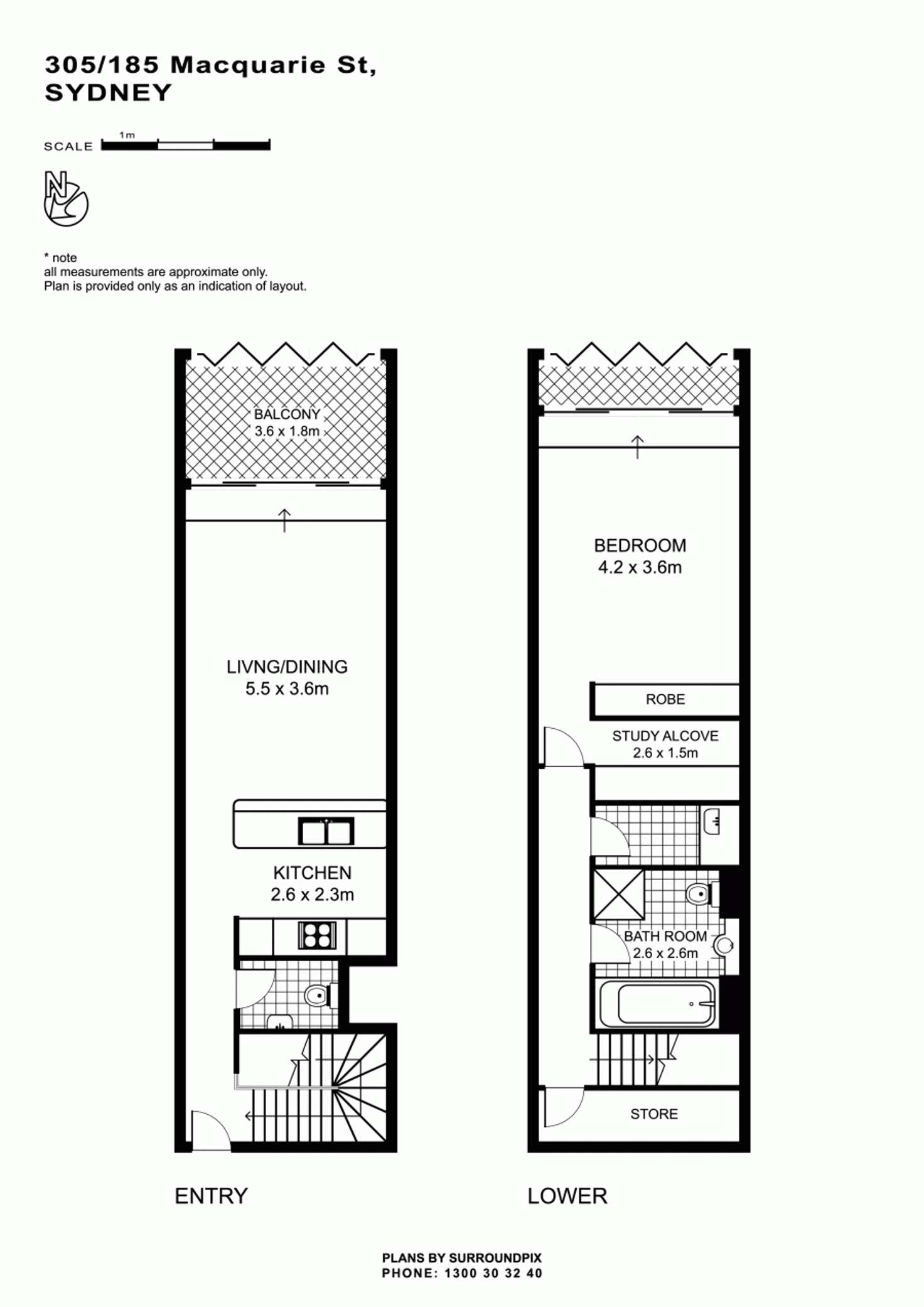 Floorplan of Homely apartment listing, 303/185 Macquarie Street, Sydney NSW 2000
