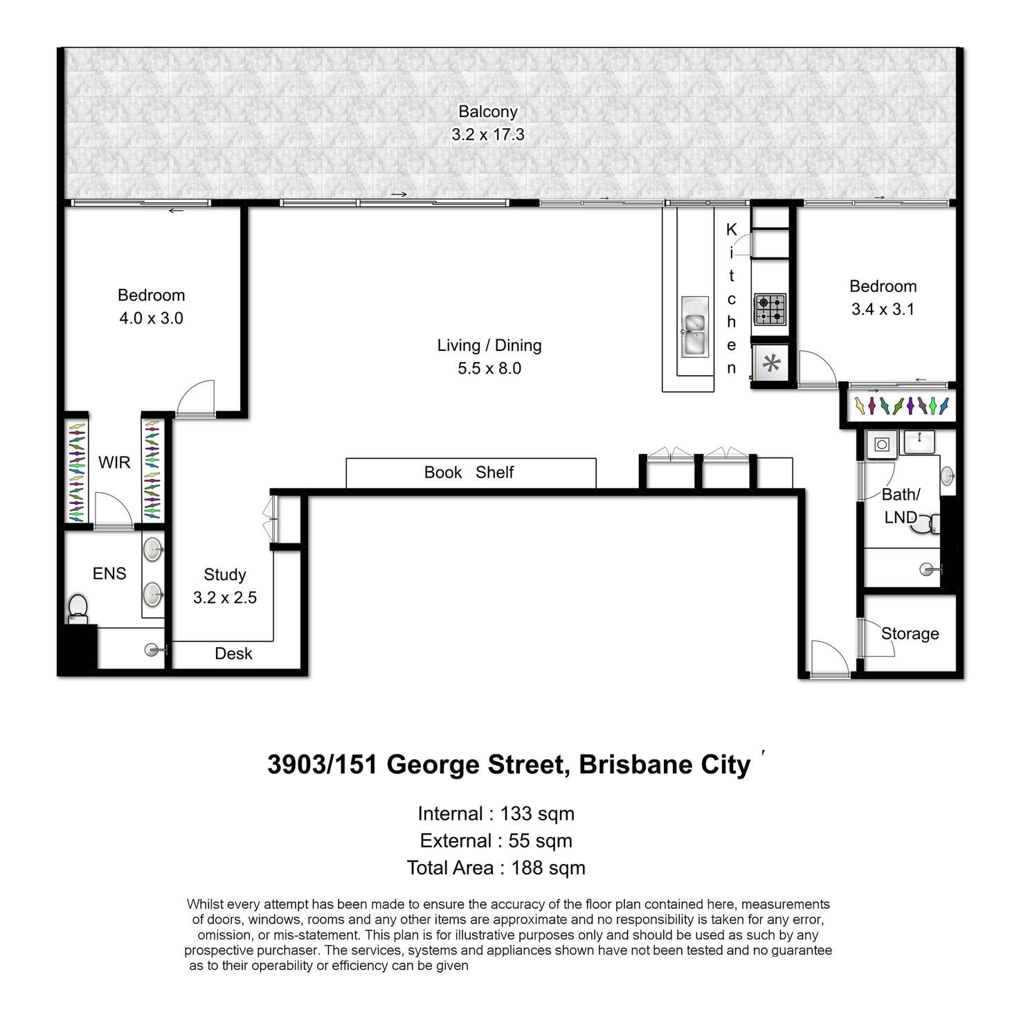 Floorplan of Homely apartment listing, 3903/151 George Street, Brisbane City QLD 4000