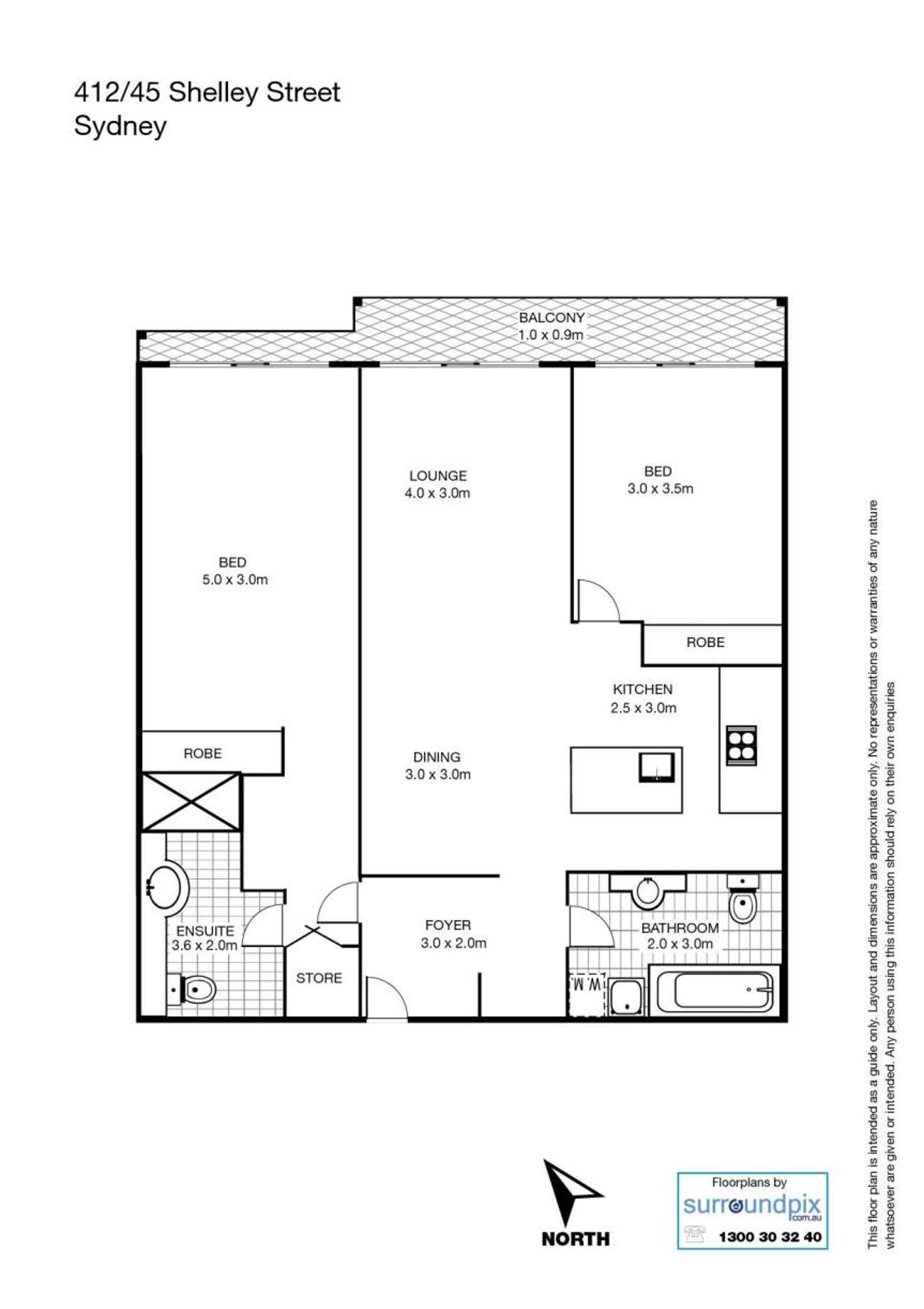 Floorplan of Homely apartment listing, 412/45 Shelley Street, Sydney NSW 2000