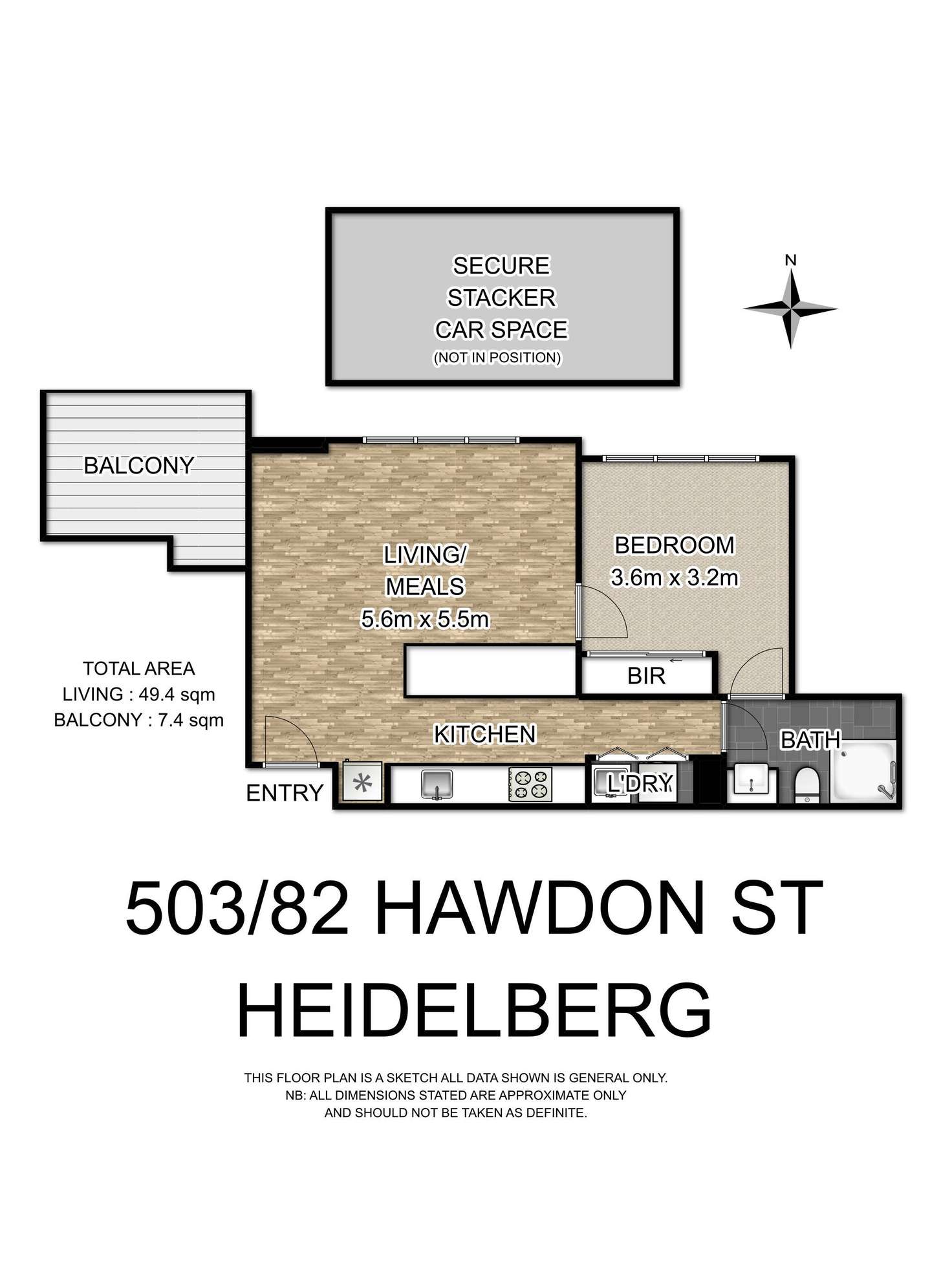 Floorplan of Homely apartment listing, 503/82 Hawdon Street, Heidelberg VIC 3084