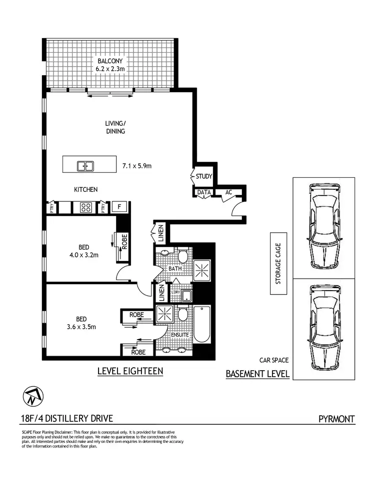 Floorplan of Homely apartment listing, 18F/4 Distillery Drive, Pyrmont NSW 2009