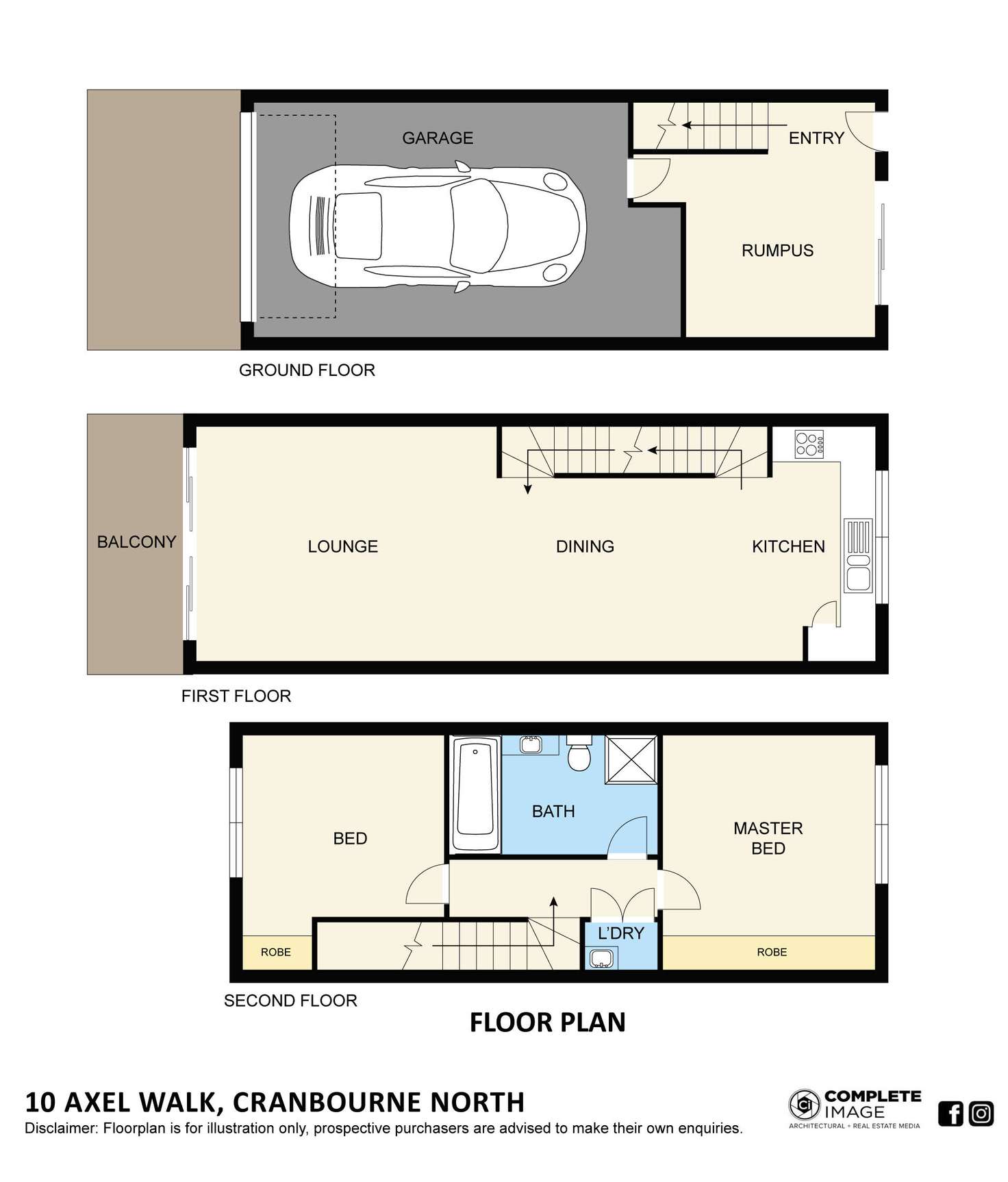 Floorplan of Homely townhouse listing, 10 Axel Walk, Cranbourne North VIC 3977