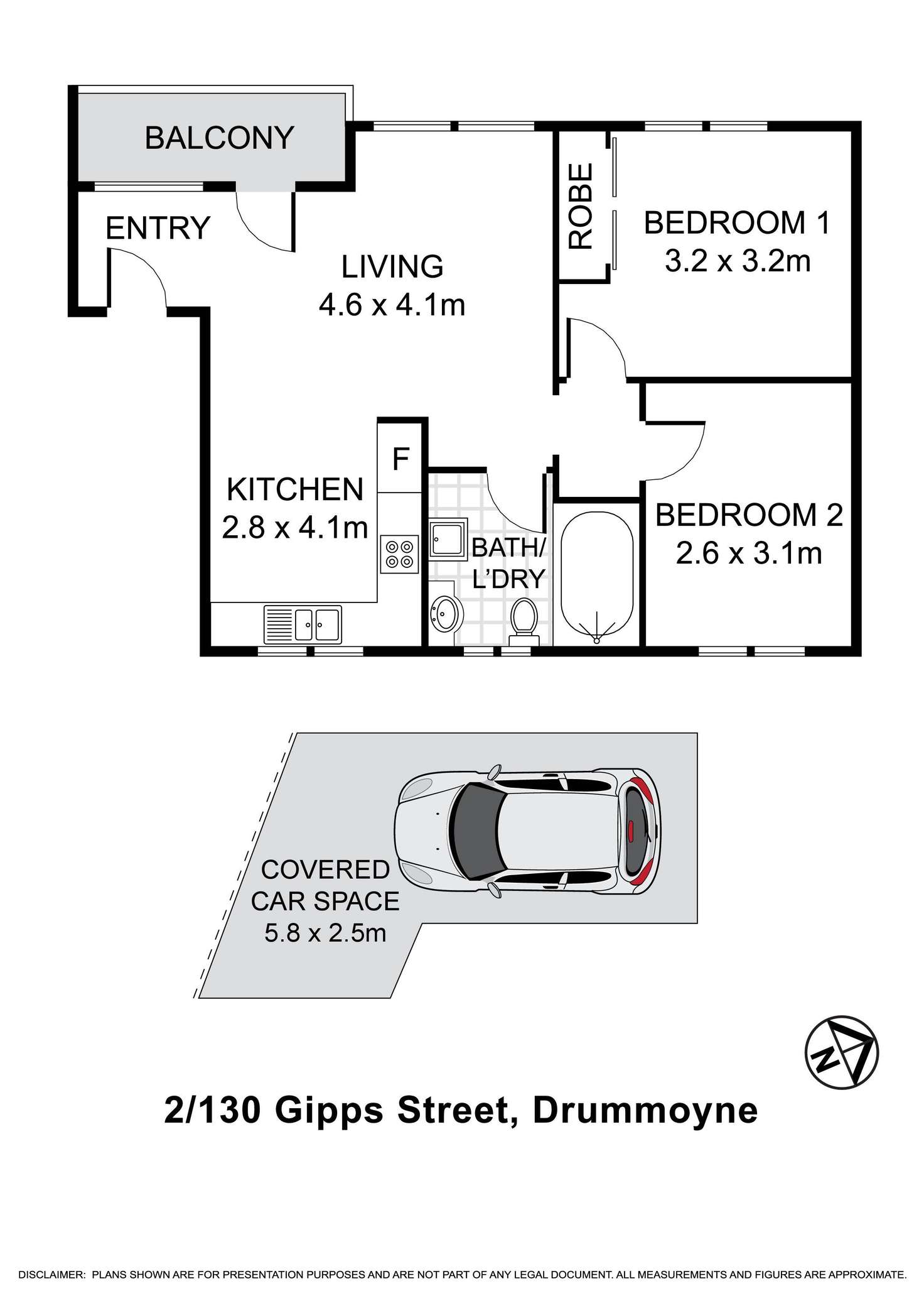 Floorplan of Homely apartment listing, 2/130 Gipps Street, Drummoyne NSW 2047