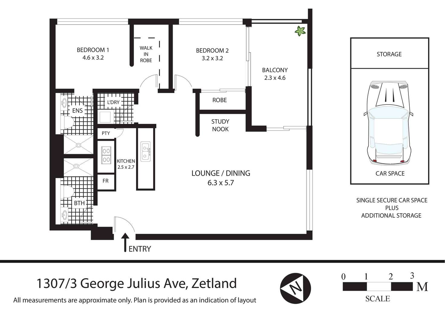 Floorplan of Homely apartment listing, 1307/3 George Julius Avenue, Zetland NSW 2017