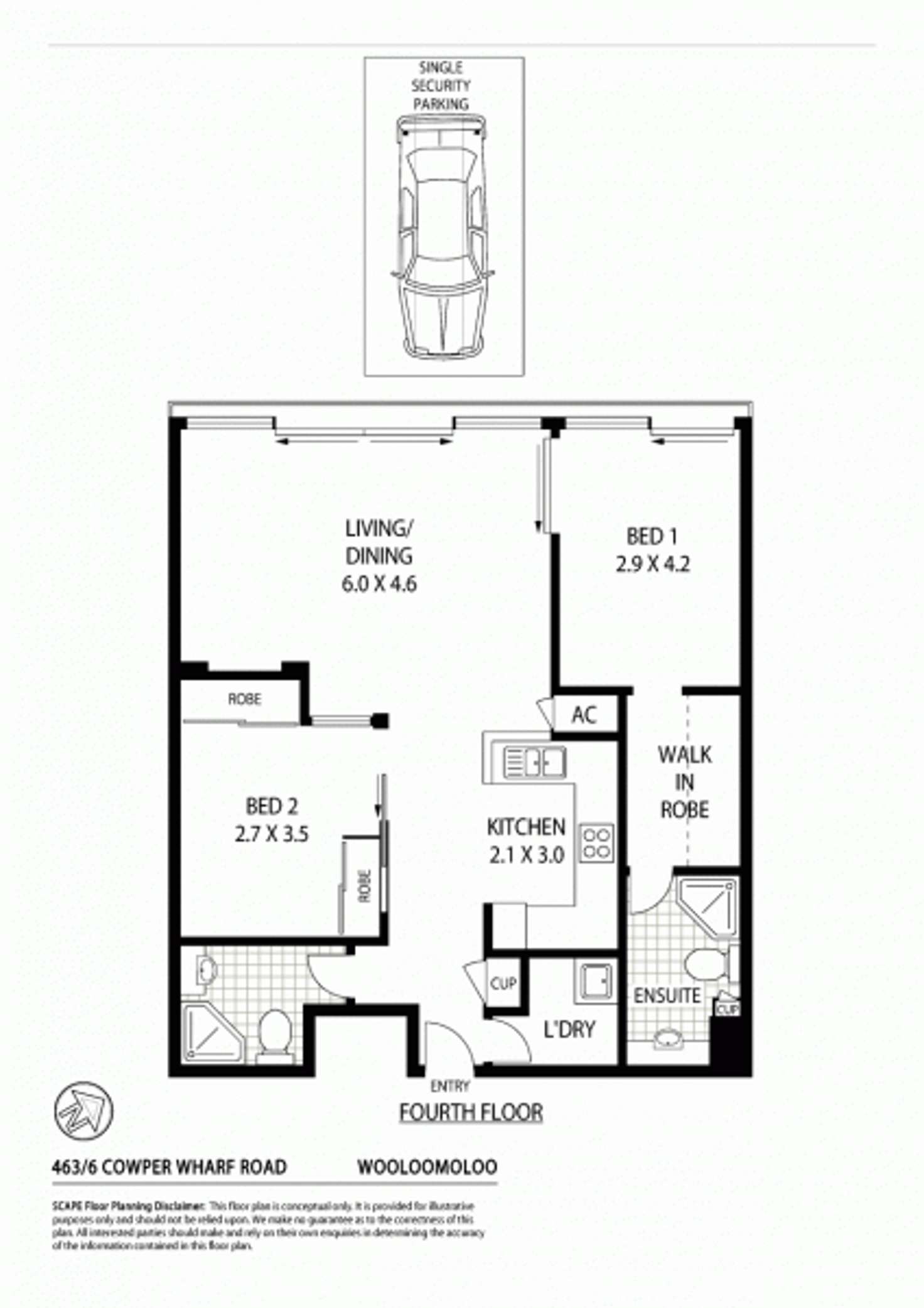 Floorplan of Homely apartment listing, 463/6 Cowper Wharf Roadway, Woolloomooloo NSW 2011