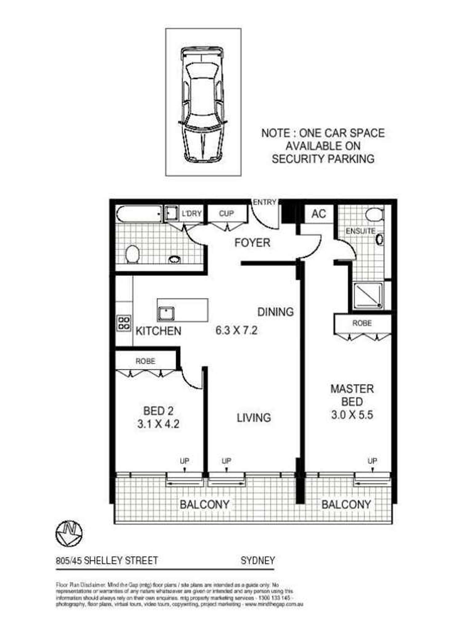 Floorplan of Homely apartment listing, 805/45 Shelley Street, Sydney NSW 2000