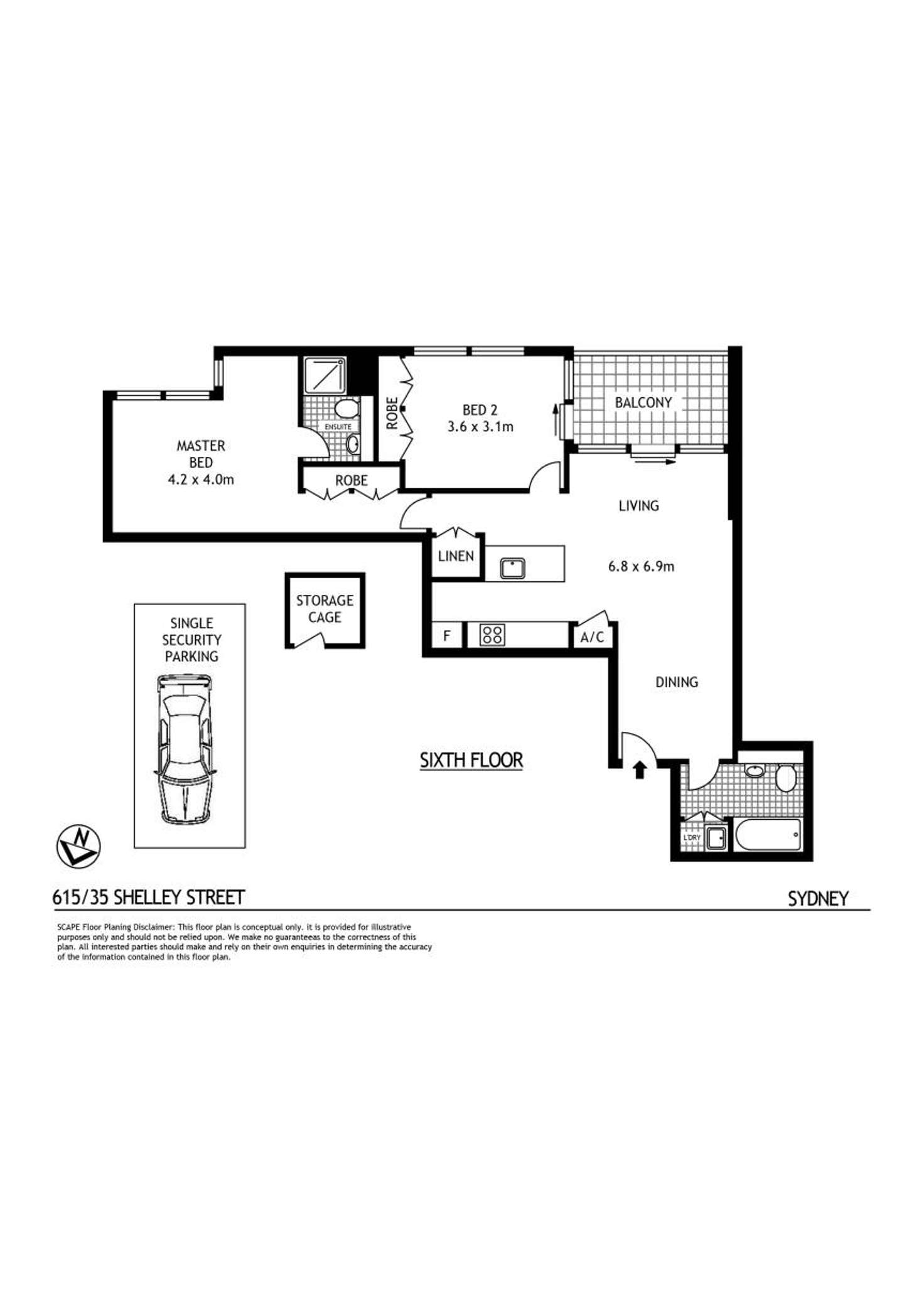 Floorplan of Homely apartment listing, 615/35 Shelley Street, Sydney NSW 2000