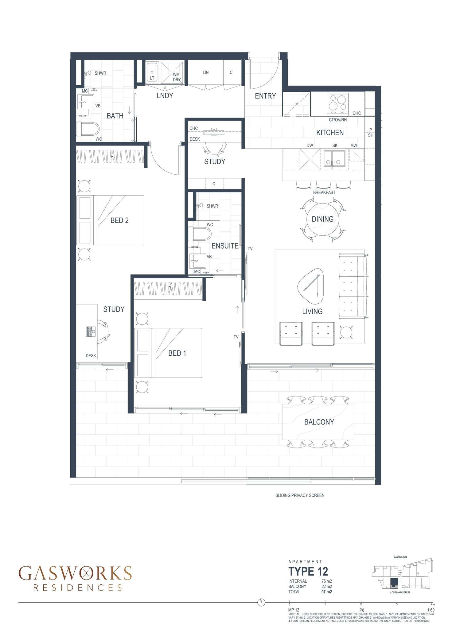Floorplan of Homely apartment listing, 712/70 Longland Street, Newstead QLD 4006