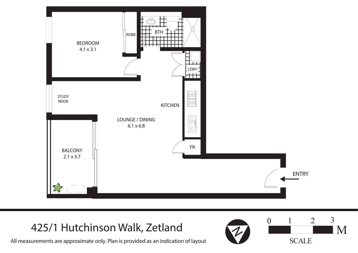 Floorplan of Homely apartment listing, 425/1 Hutchinson Walk, Zetland NSW 2017