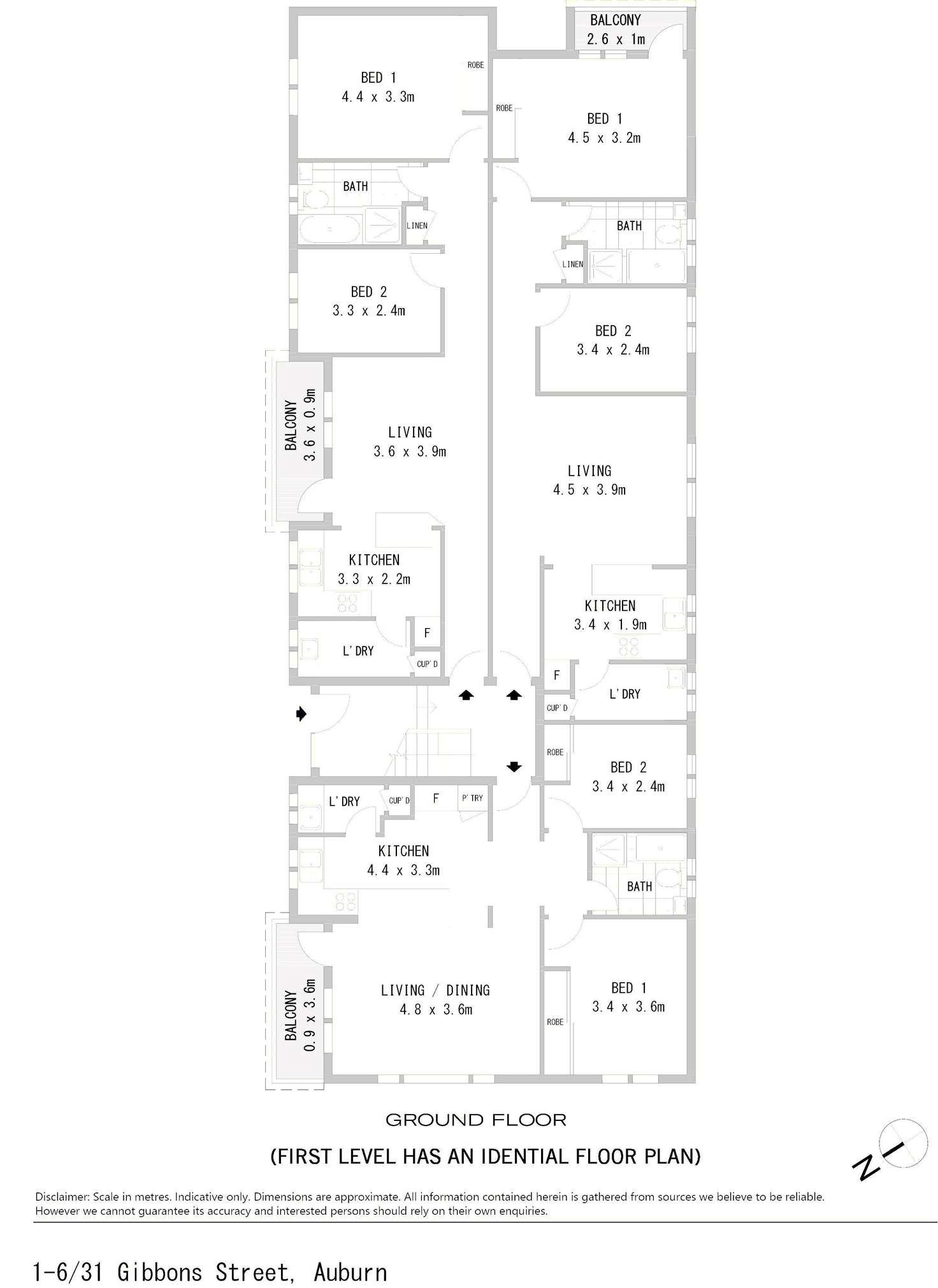 Floorplan of Homely blockOfUnits listing, 1-6/31 Gibbons Street, Auburn NSW 2144