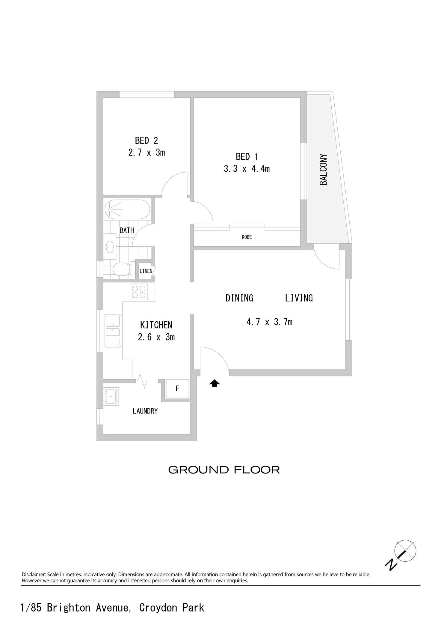 Floorplan of Homely apartment listing, 1/85 Brighton Avenue, Croydon Park NSW 2133