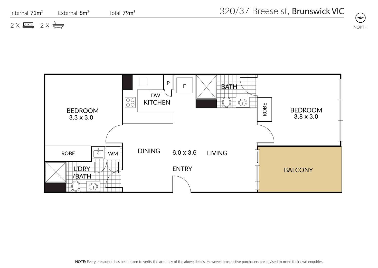 Floorplan of Homely apartment listing, 320/37 Breese Street, Brunswick VIC 3056