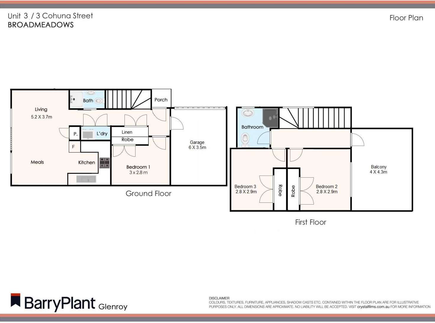 Floorplan of Homely townhouse listing, 3/3 Cohuna Street, Broadmeadows VIC 3047