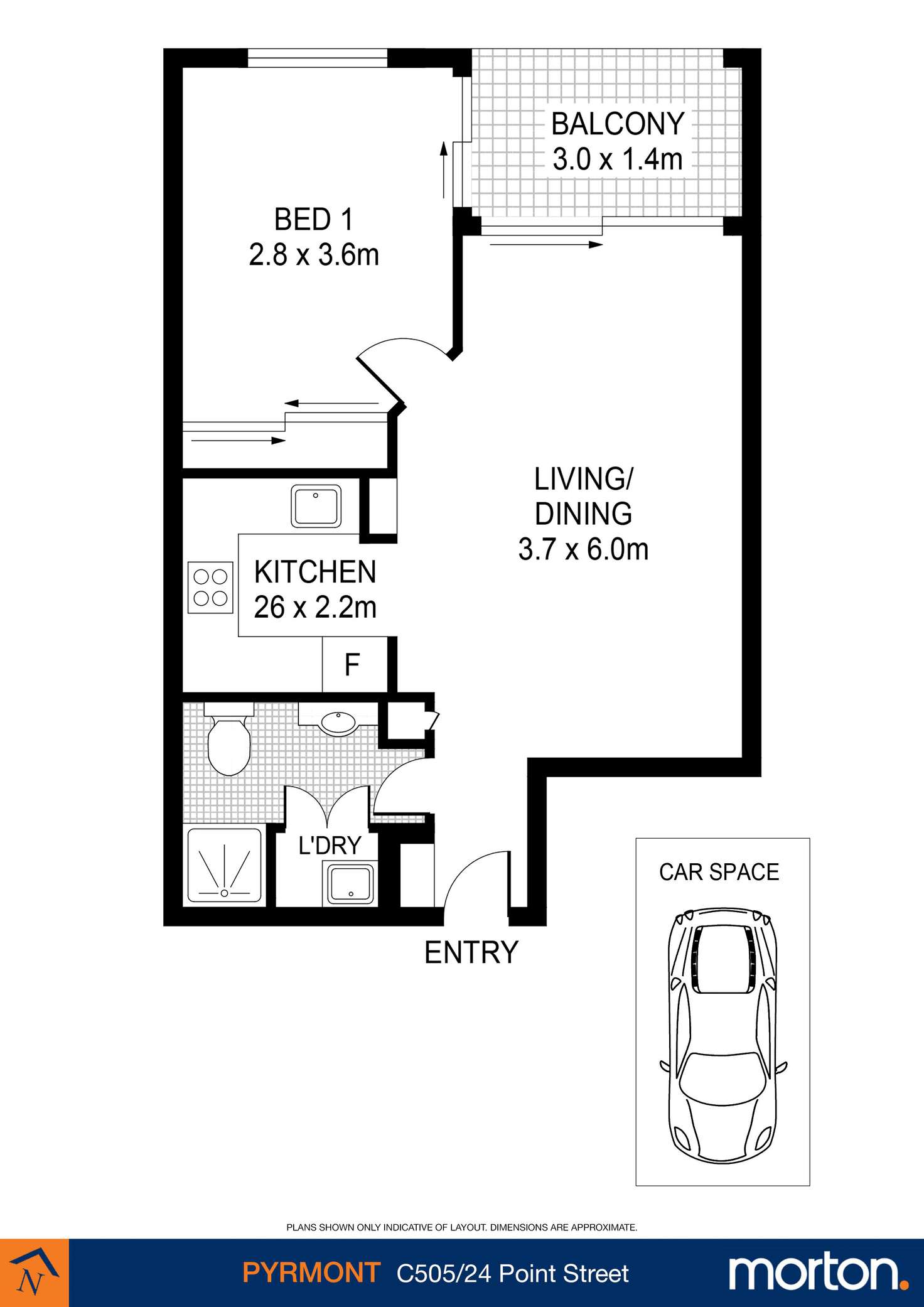 Floorplan of Homely apartment listing, C505/24-26 Point Street, Pyrmont NSW 2009