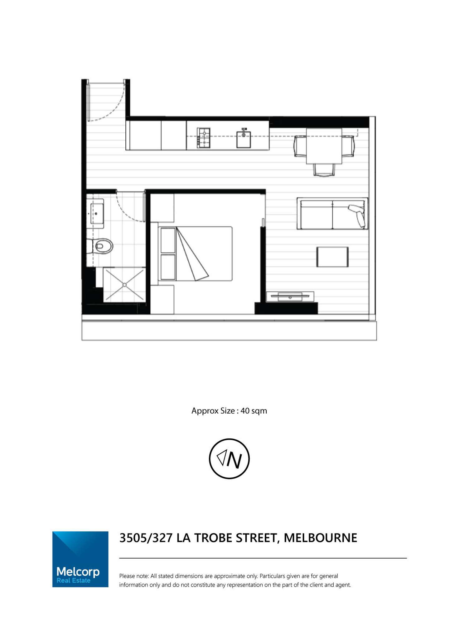 Floorplan of Homely apartment listing, 3505/327 La Trobe Street, Melbourne VIC 3000