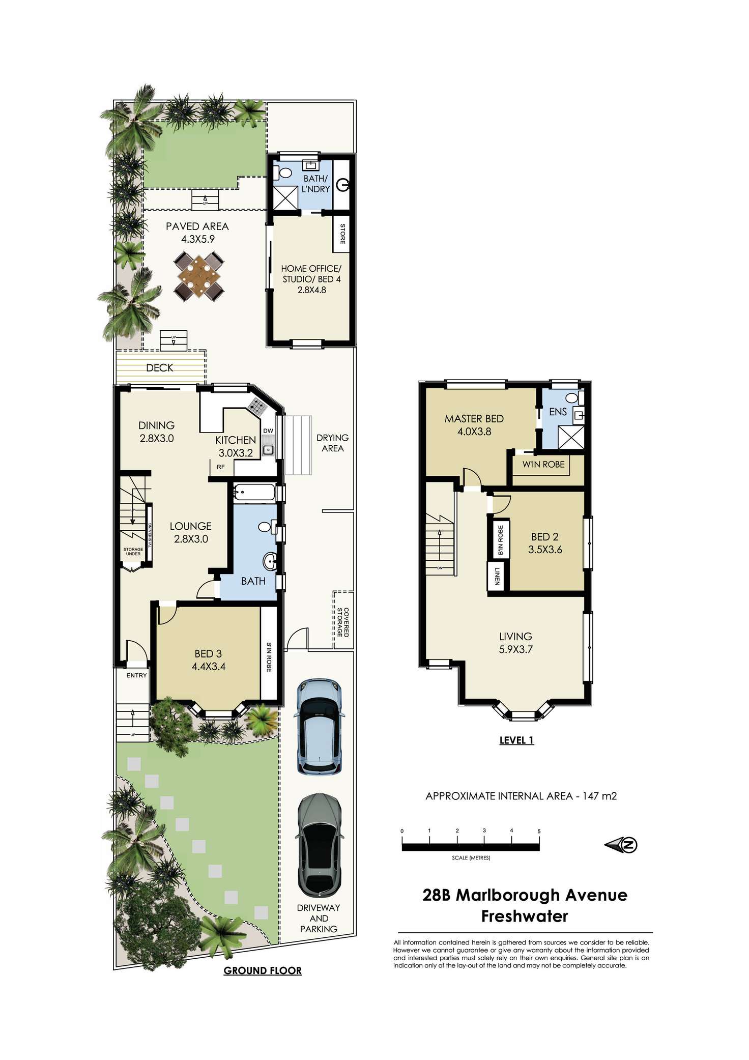 Floorplan of Homely semiDetached listing, 28B Marlborough Avenue, Freshwater NSW 2096