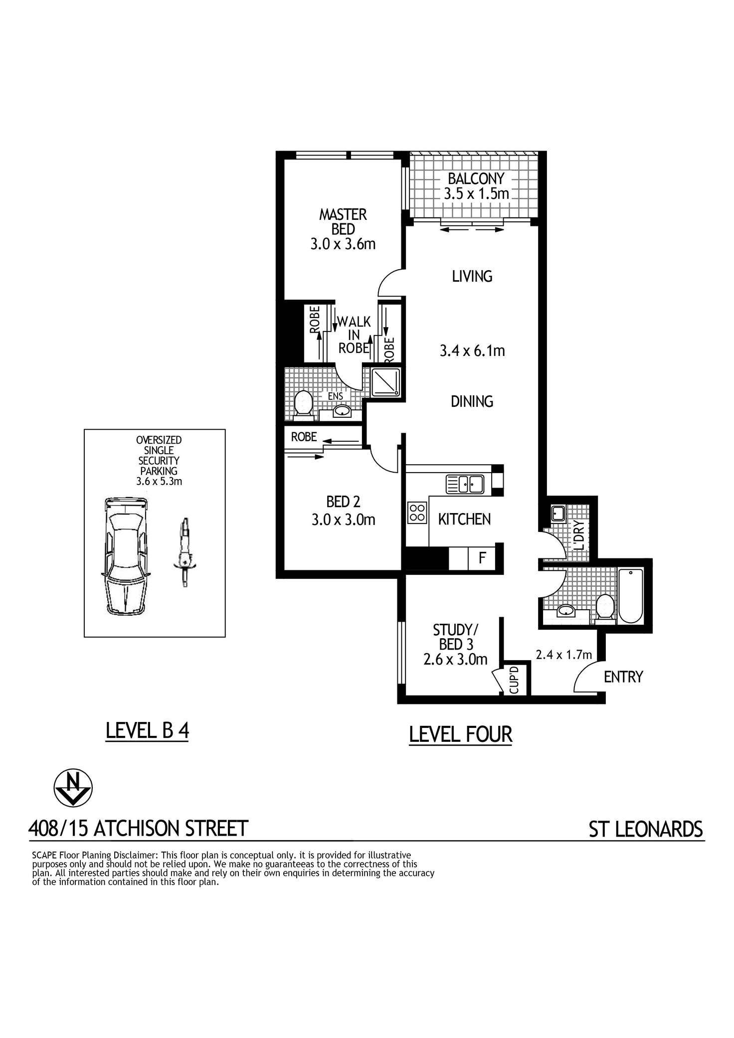 Floorplan of Homely apartment listing, 408/15 Atchison Street, St Leonards NSW 2065