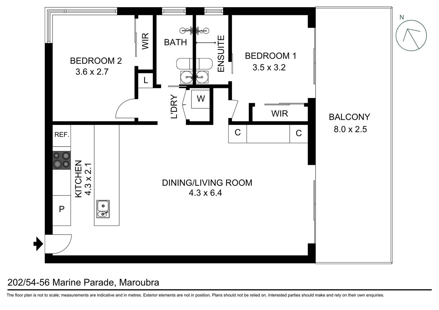 Floorplan of Homely apartment listing, 202/54-56 Marine Parade, Maroubra NSW 2035