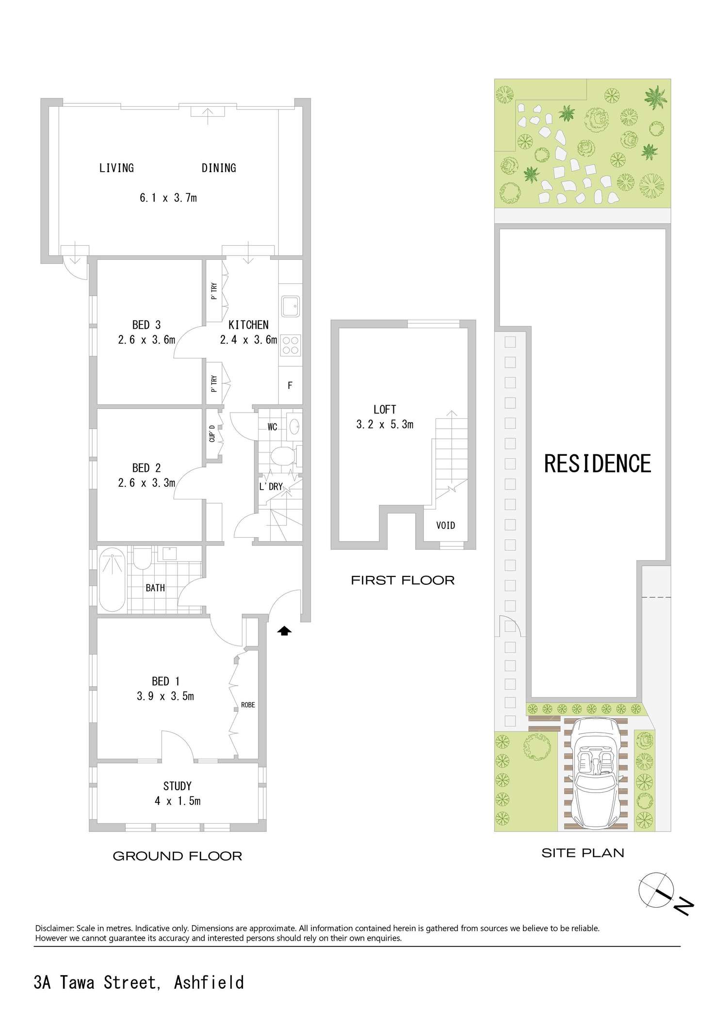 Floorplan of Homely semiDetached listing, 3a Tawa Street, Ashfield NSW 2131