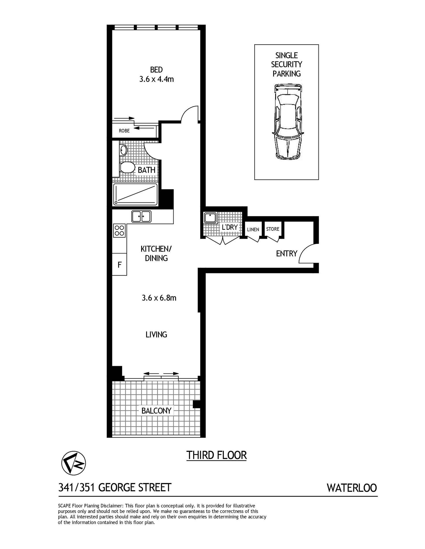 Floorplan of Homely apartment listing, 341/351 George Street, Waterloo NSW 2017