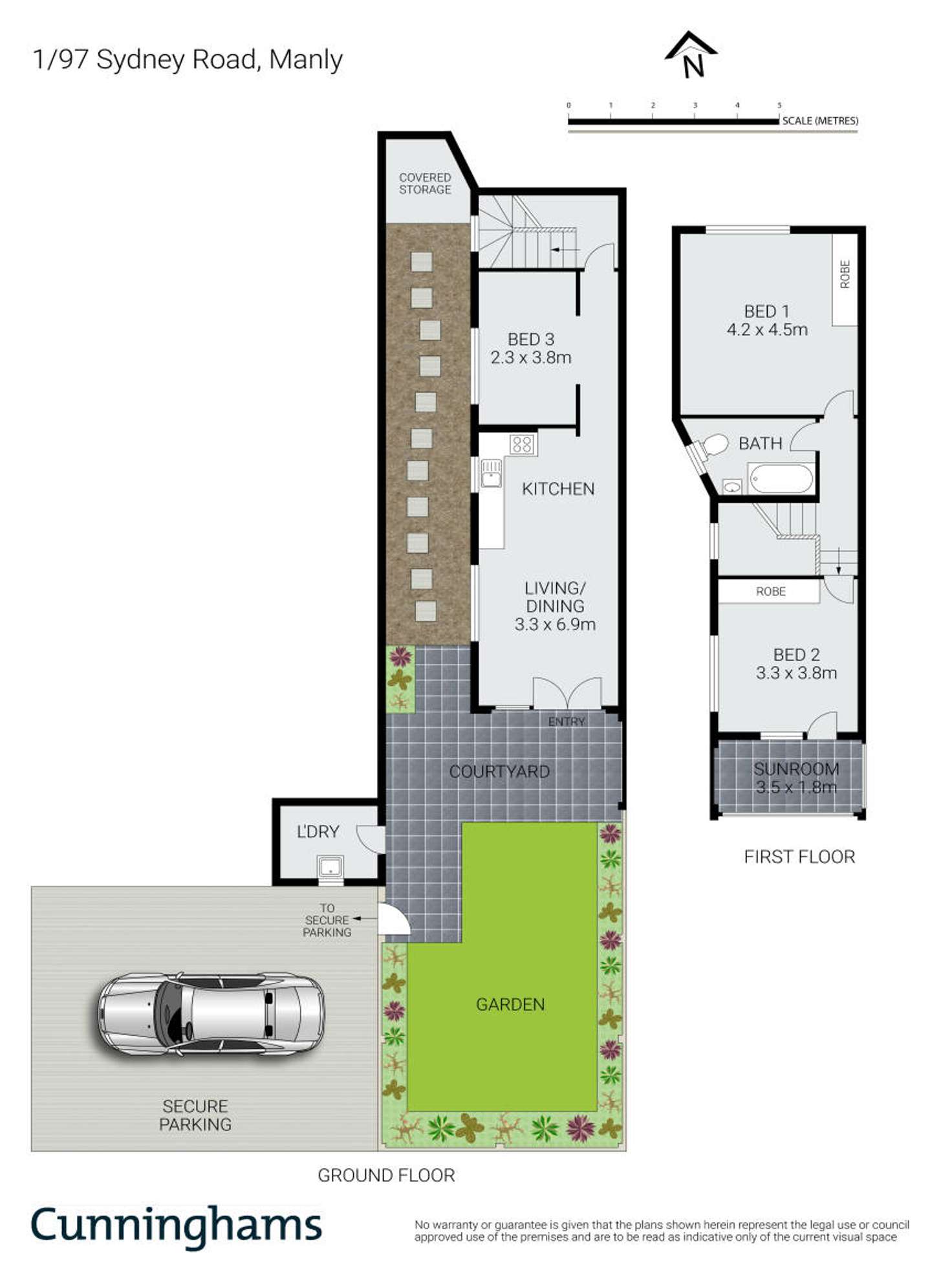 Floorplan of Homely townhouse listing, 1/97 Sydney Road, Manly NSW 2095