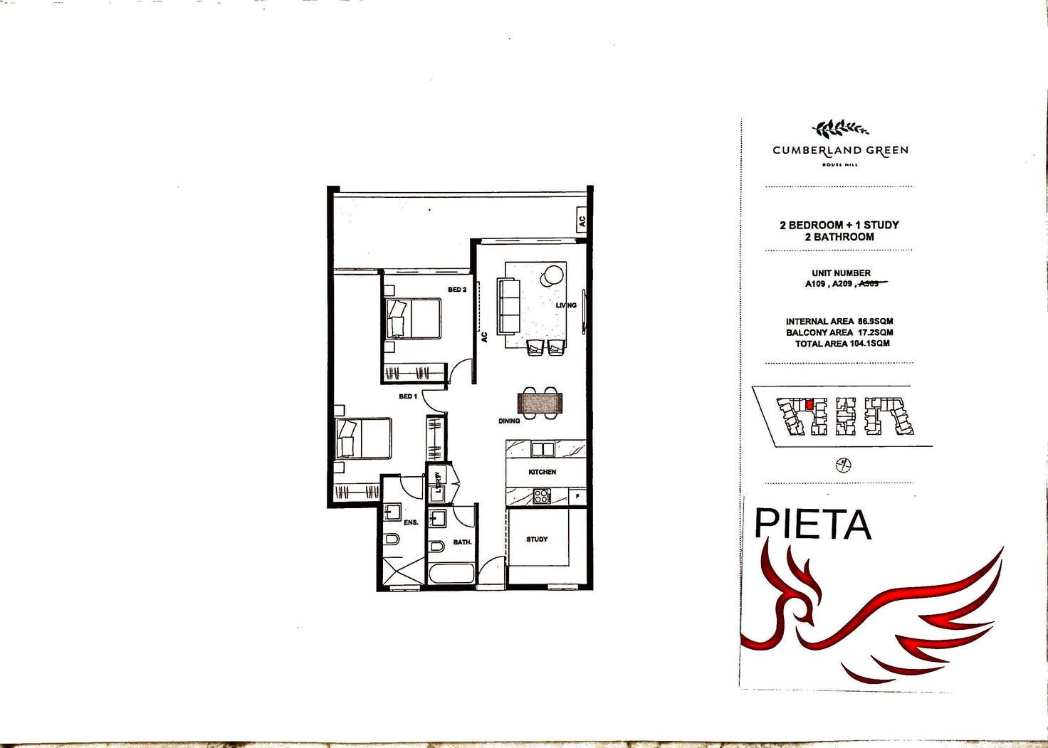 Floorplan of Homely unit listing, AG08/1 Demeter Street, Rouse Hill NSW 2155