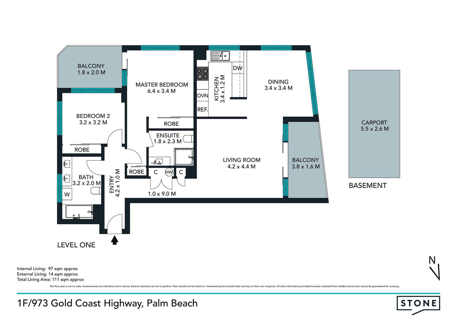 Floorplan of Homely apartment listing, 1F/973 Gold Coast Highway, Palm Beach QLD 4221